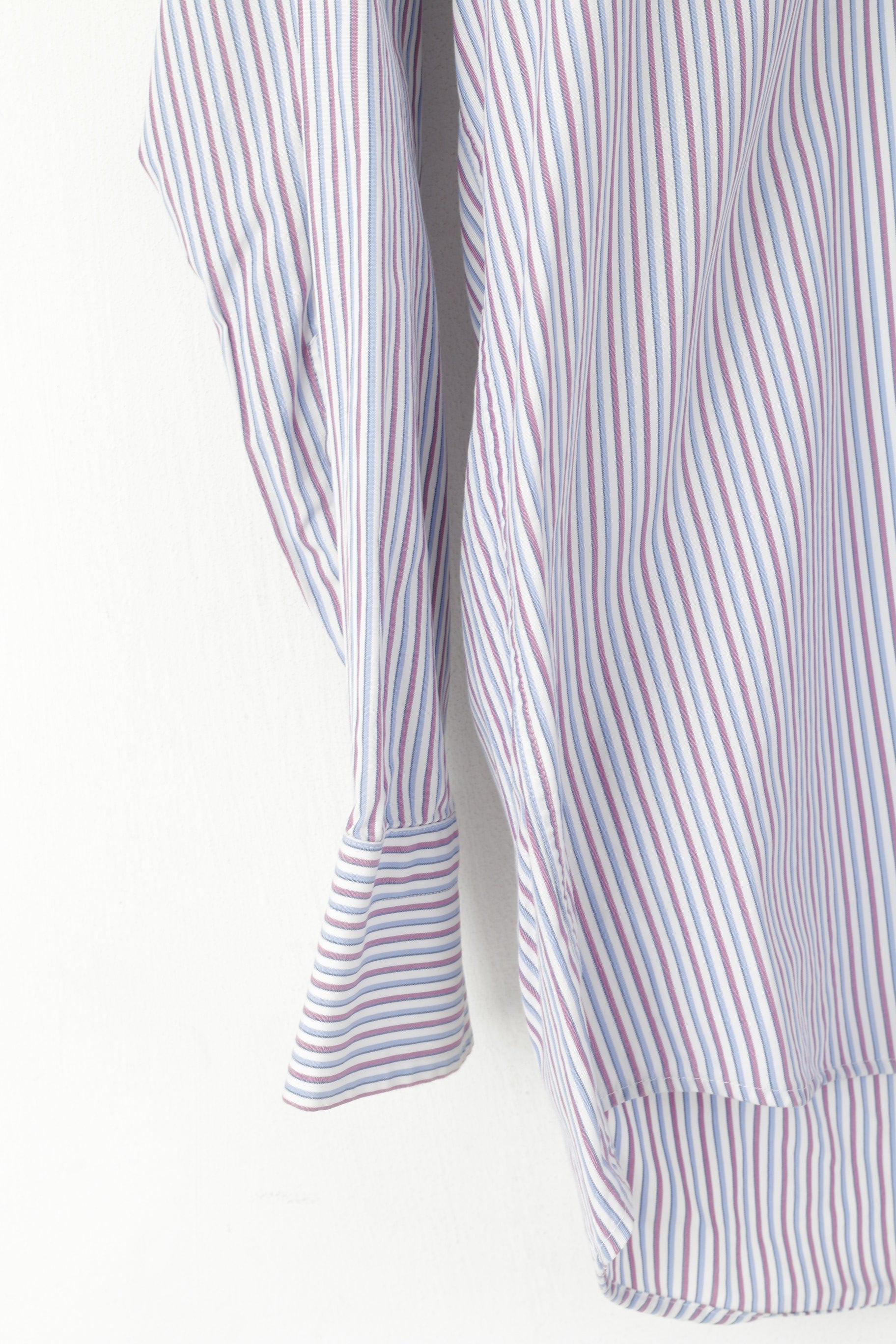 Gant Men M Casual Shirt White Blue Striped Cotton Key West Poplin Long Sleeve Top
