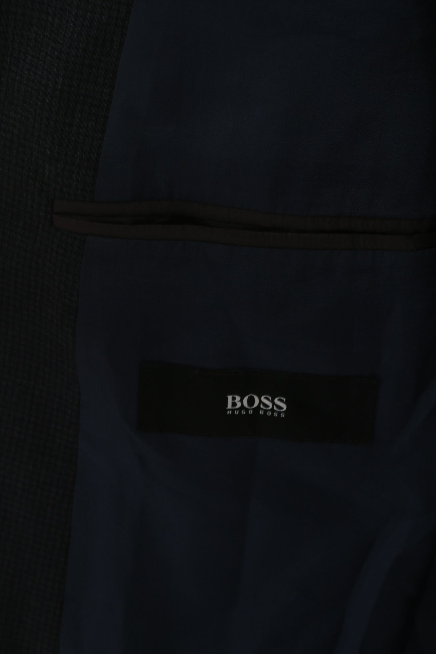 Hugo Boss Men 50 40 Blazer Navy Check REDA Wool Italy Single Breasted Jacket