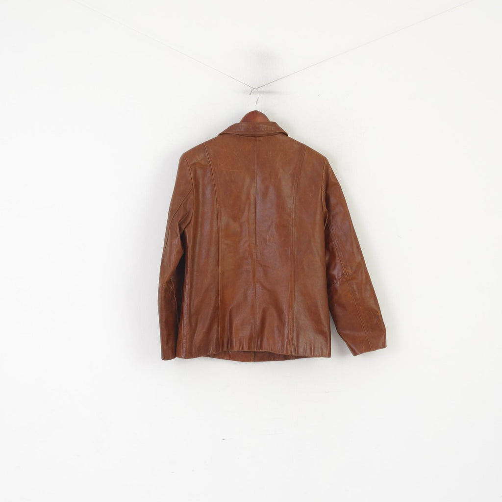 Aviatrix Women XL (L)  Jacket Brown Leather Outerwear Vintage Shoulder Pads Blazer