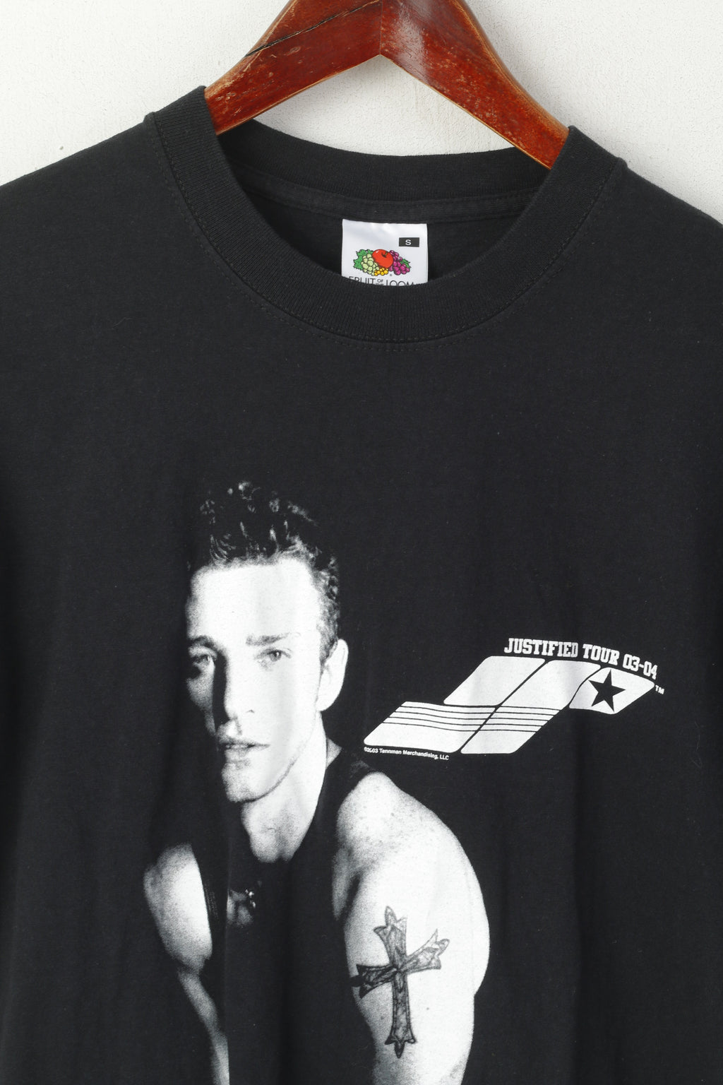 T-shirt da donna Fruit Of the Loom nera Justifield Tour 03-04 Top Justin Timberlake