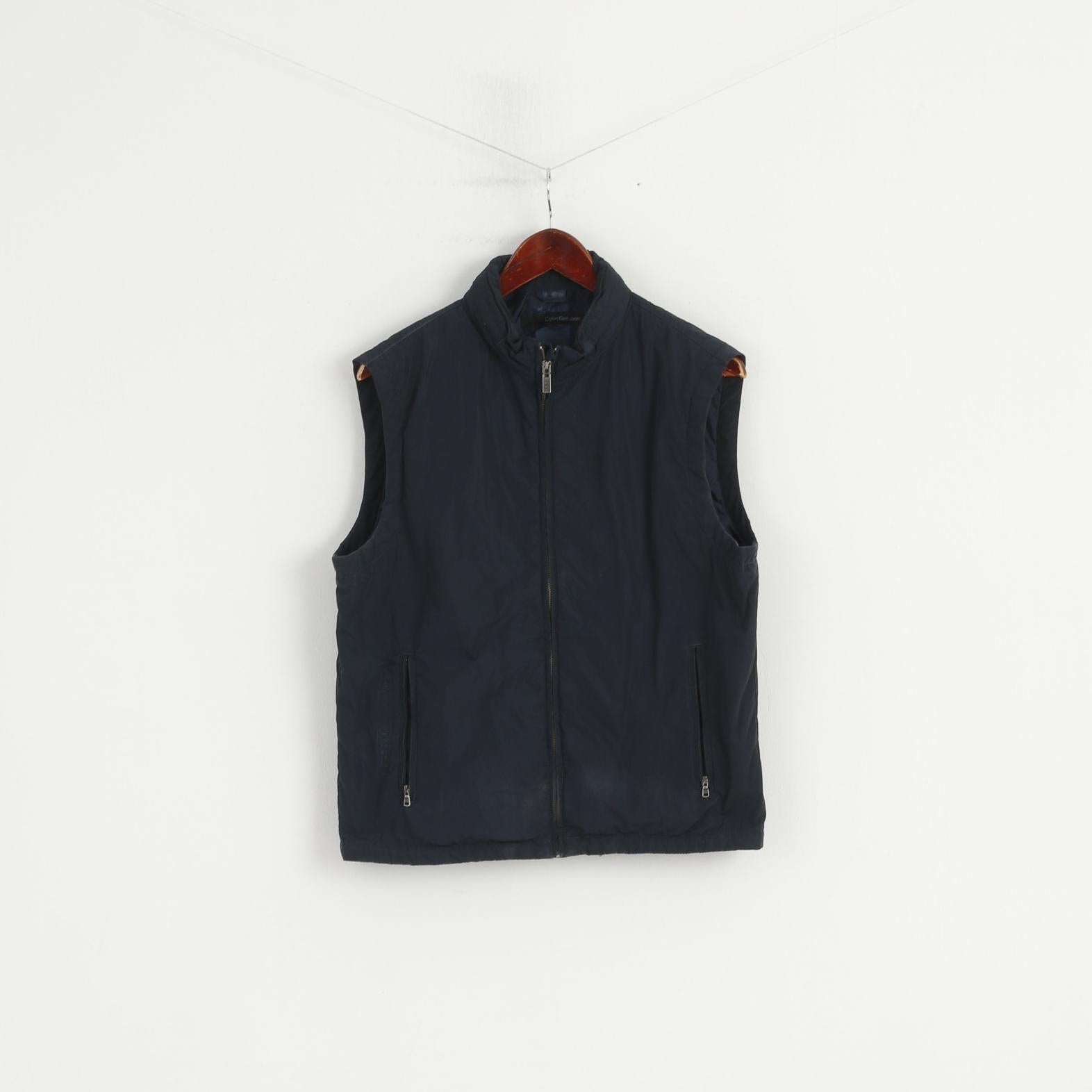 Calvin Klein Jeans Men L (M) Bodywarmer Navy Nylon Waterproof Zip Up Vest