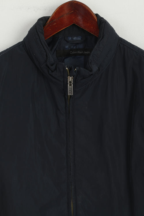Calvin Klein Jeans Hommes L (M) Bodywarmer Marine Nylon Imperméable Zip Up Gilet