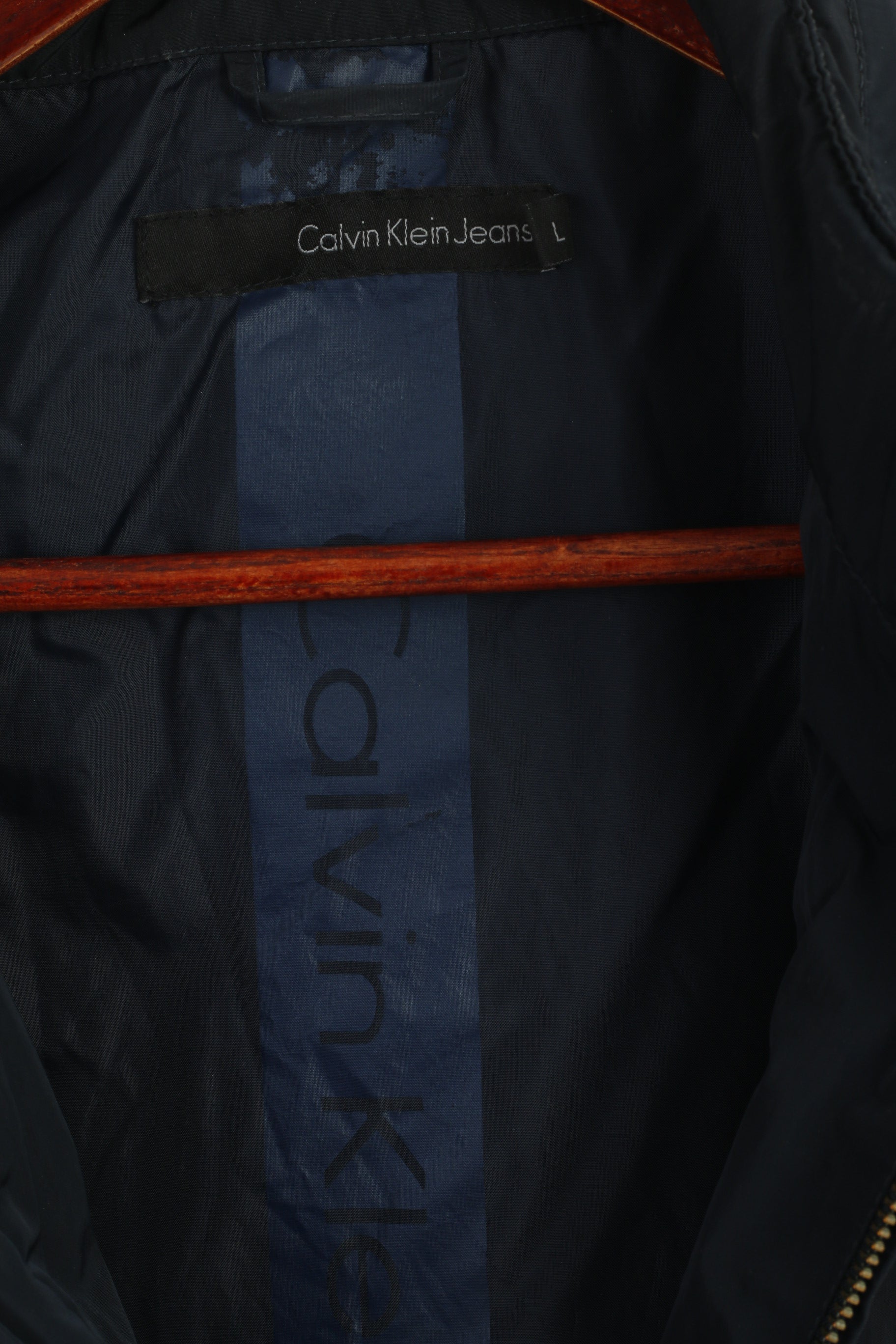 Calvin Klein Jeans Men L (M) Bodywarmer Navy Nylon Waterproof Zip Up Vest