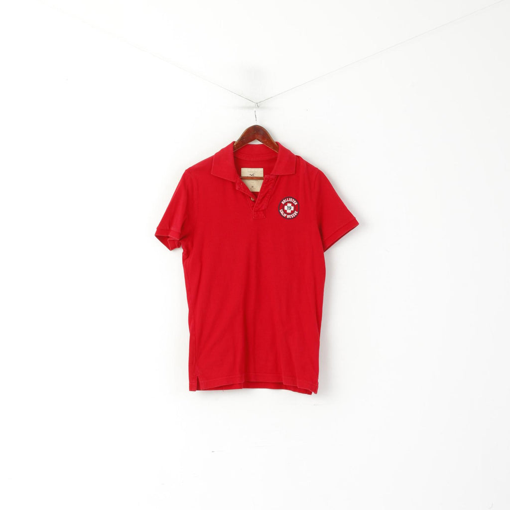 Hollister California Hommes M Polo Rouge Coton Calif Rescue Slim Fit Top