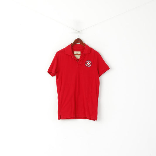 Polo Hollister California da uomo M in cotone rosso California Rescue slim fit