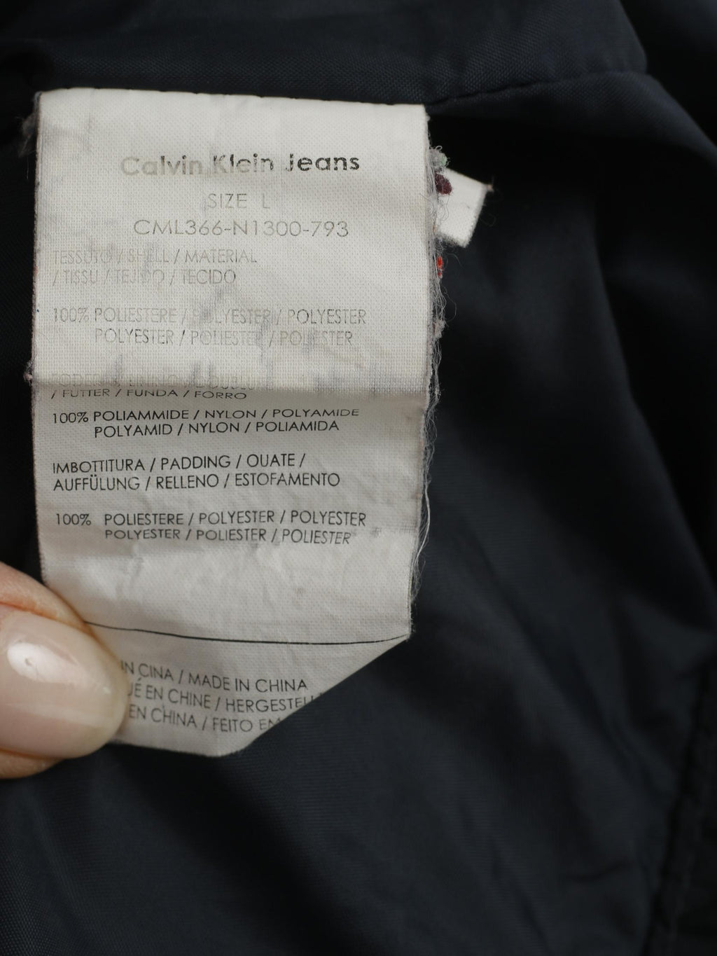 Calvin Klein Jeans Hommes L (M) Bodywarmer Marine Nylon Imperméable Zip Up Gilet