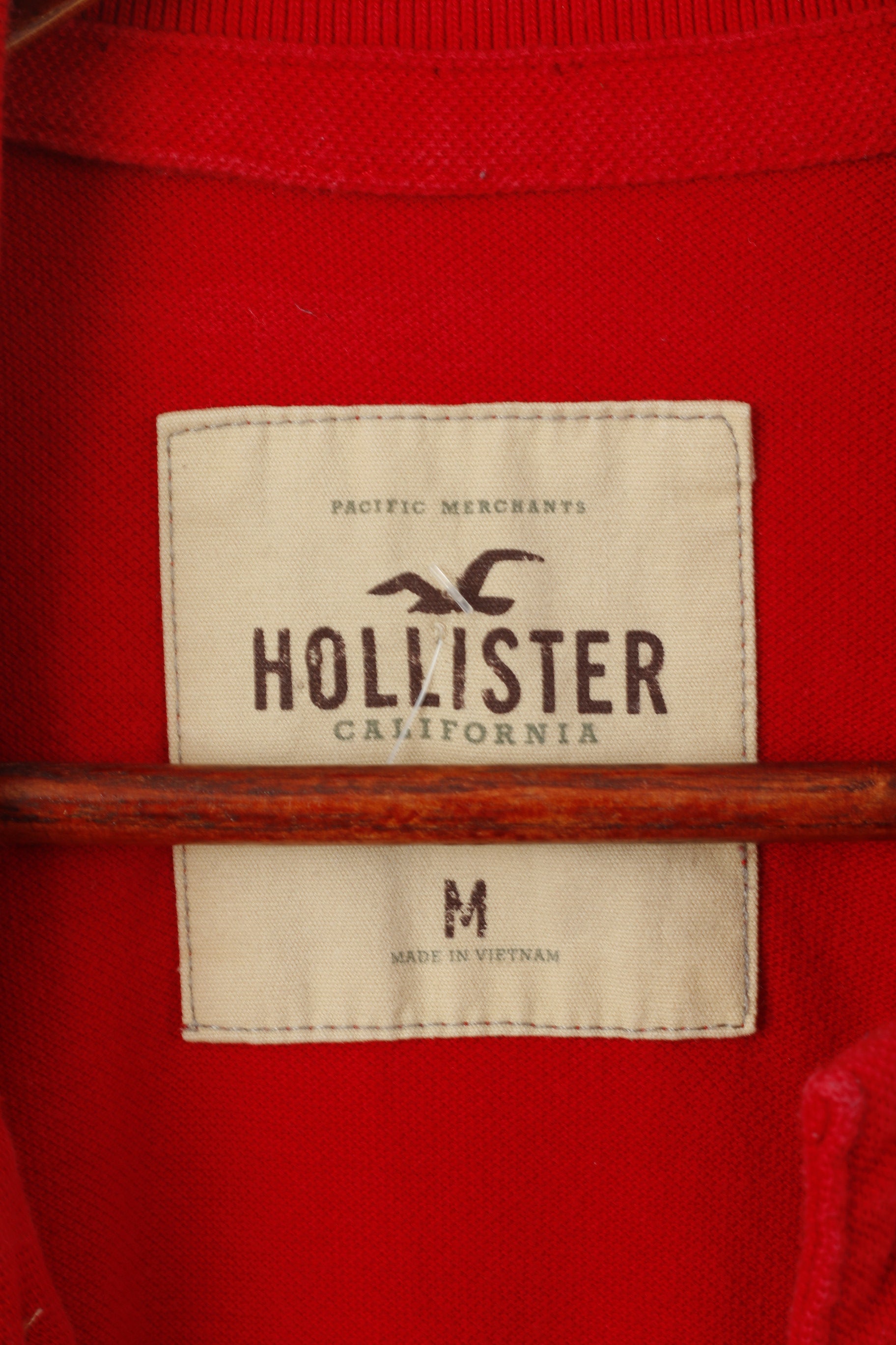 Hollister California Hommes M Polo Rouge Coton Calif Rescue Slim Fit Top