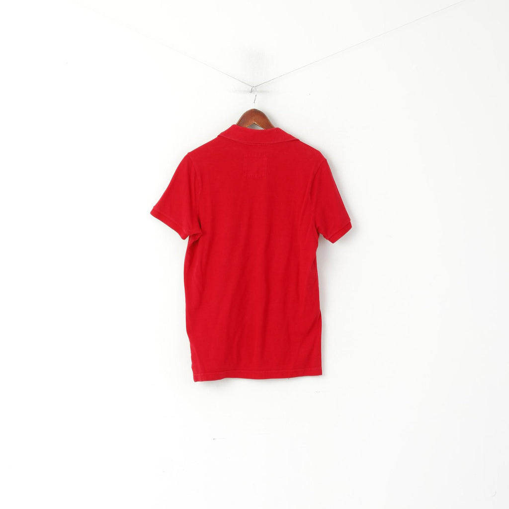 Hollister California Hommes M Polo Rouge Coton Calif Rescue Slim Fit Top