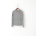 Hollister Women M Sweatshirt Grey Cotton Hooded Logo Soft Kangaroo Pocket Top