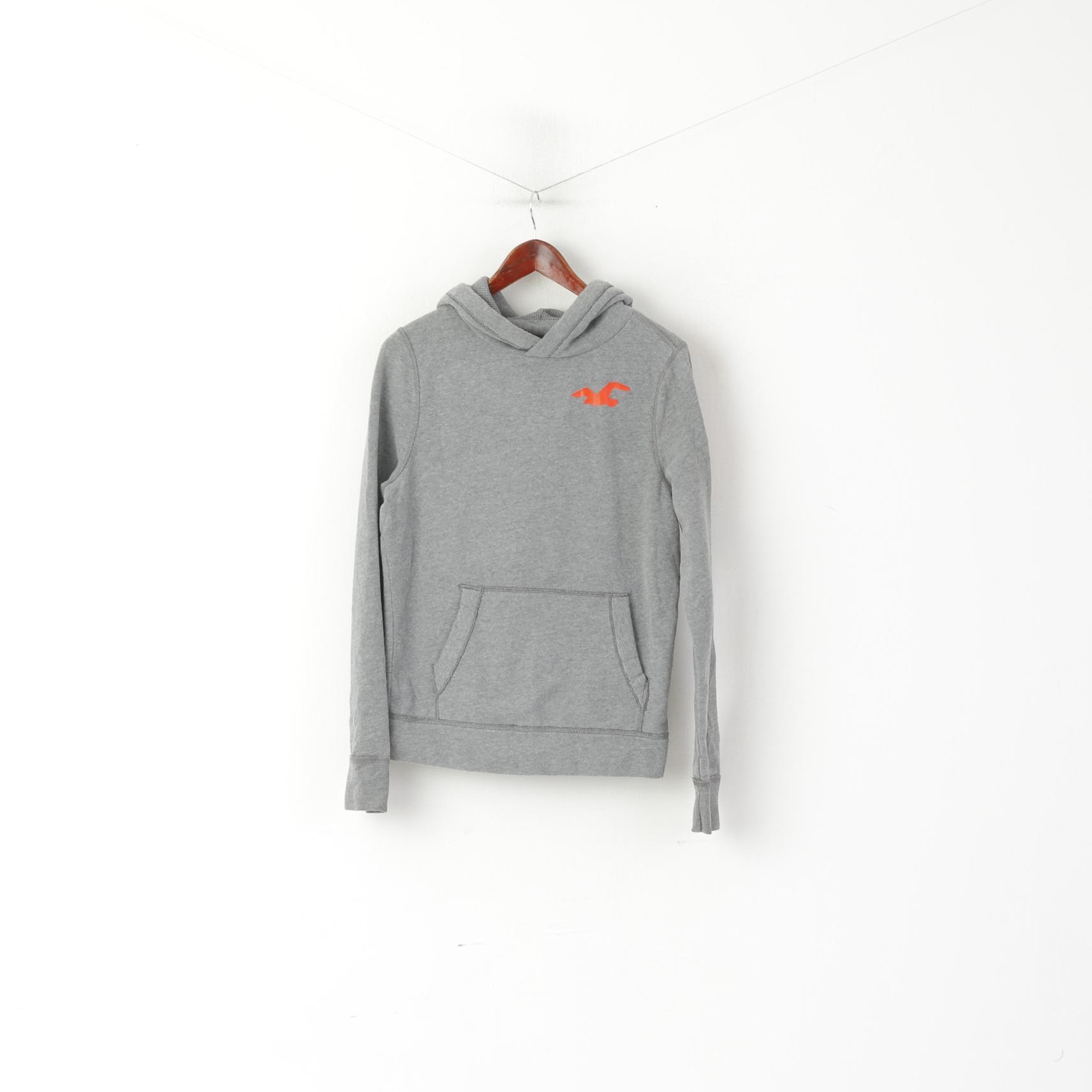 Felpa Hollister da donna M Felpa in cotone grigio con cappuccio con logo Soft Top con tasca a marsupio