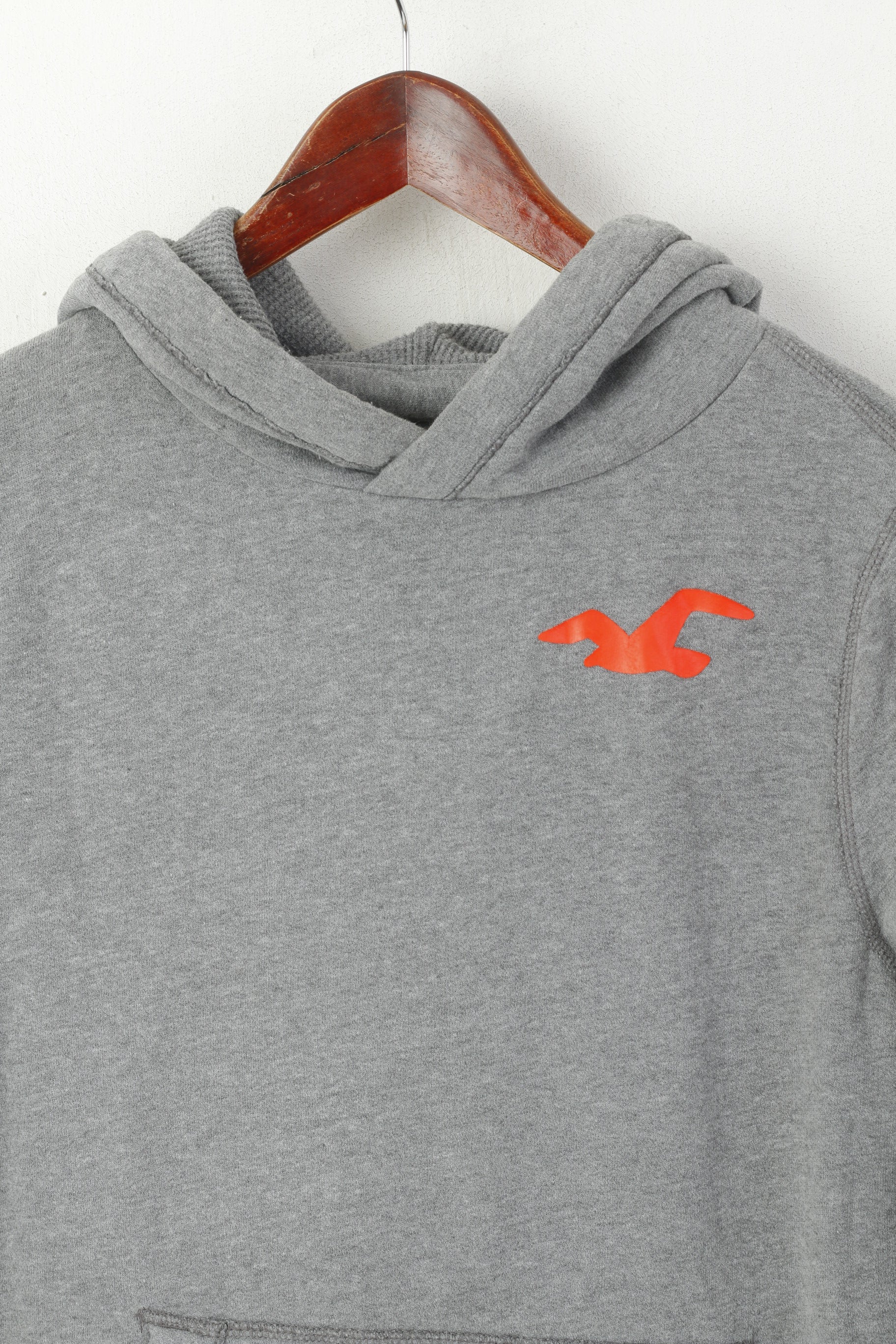 Felpa Hollister da donna M Felpa in cotone grigio con cappuccio con logo Soft Top con tasca a marsupio