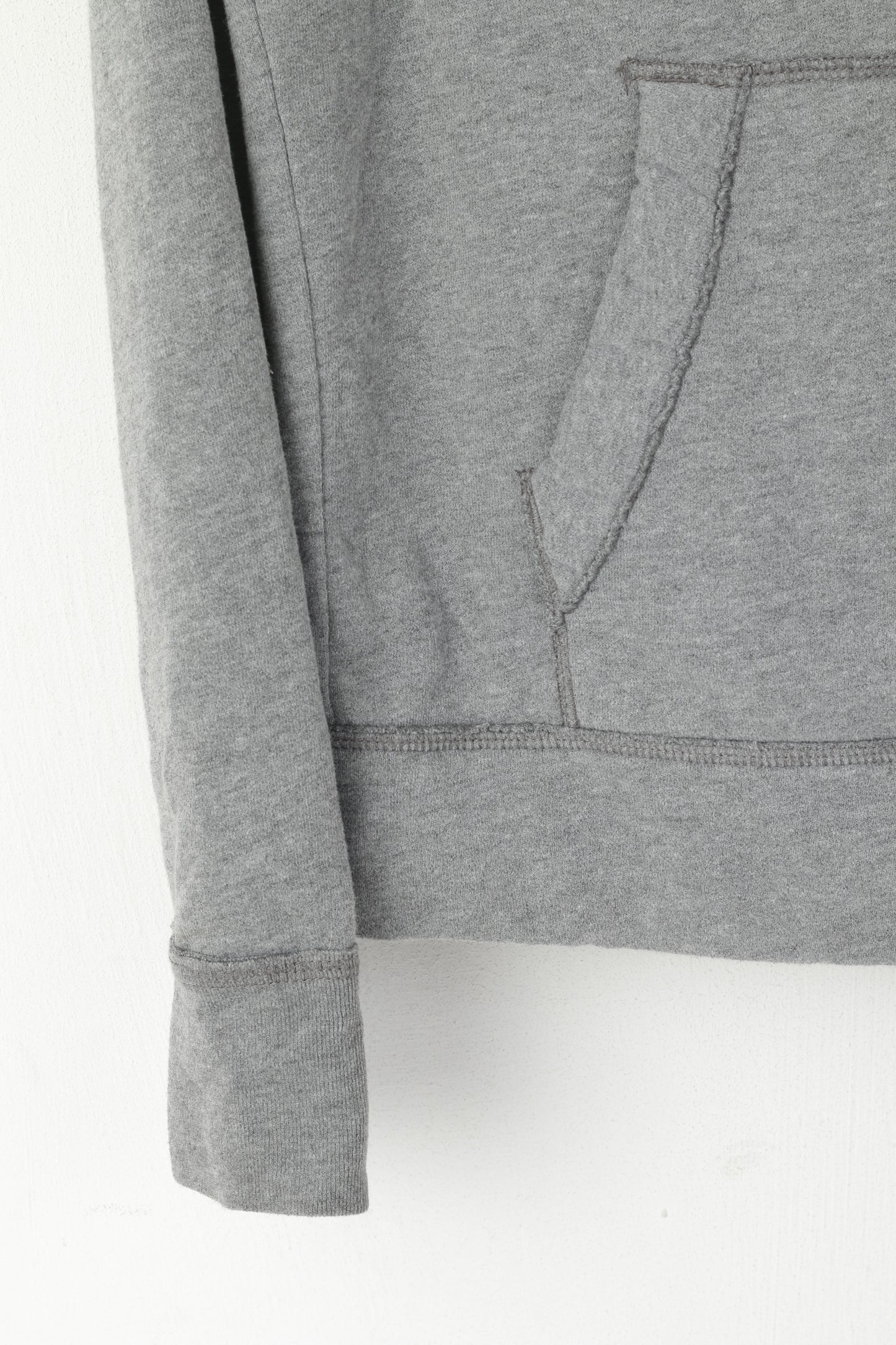 Hollister Women M Sweatshirt Grey Cotton Hooded Logo Soft Kangaroo Pocket Top