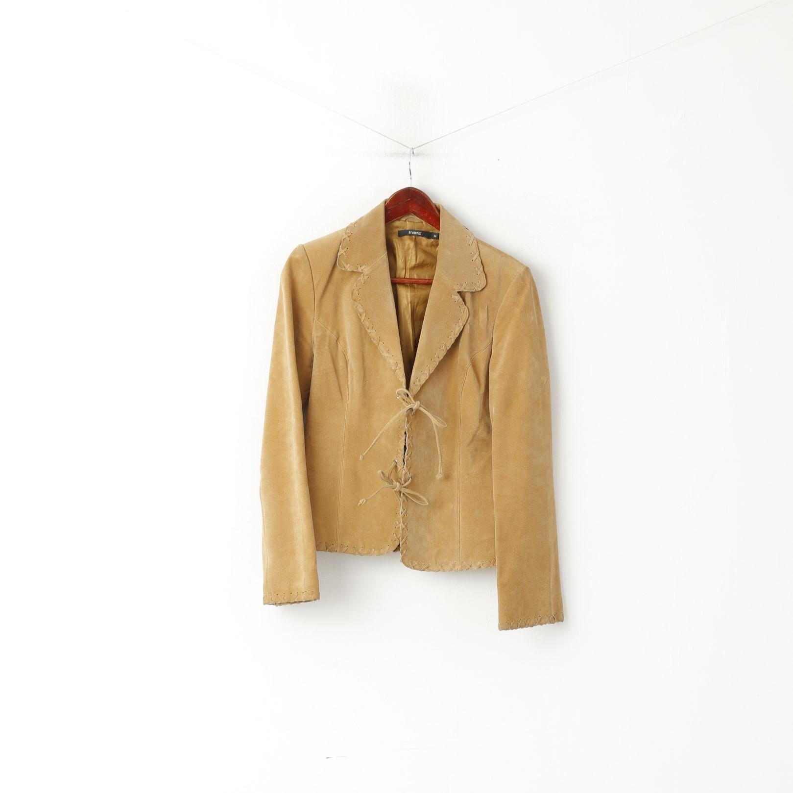 B Giacca da donna giovane M. Top blazer con lacci in pelle beige