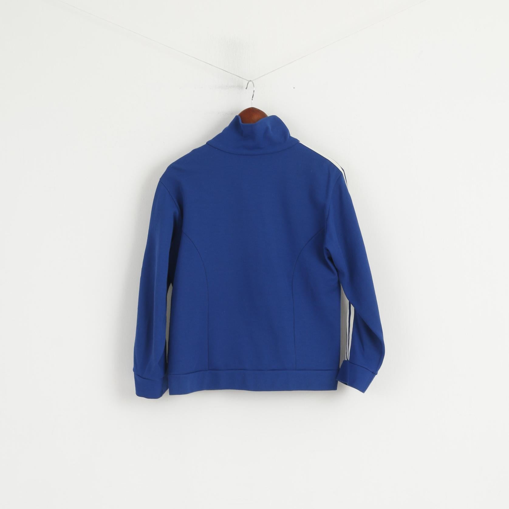 Adidas Femmes 5 M/L Sweatshirt vintage années 80 Marine Coton Fabriqué en Yougoslavie Top