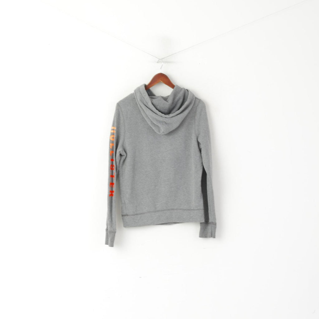 Felpa Hollister da donna M Felpa in cotone grigio con cappuccio con logo Soft Top con tasca a marsupio