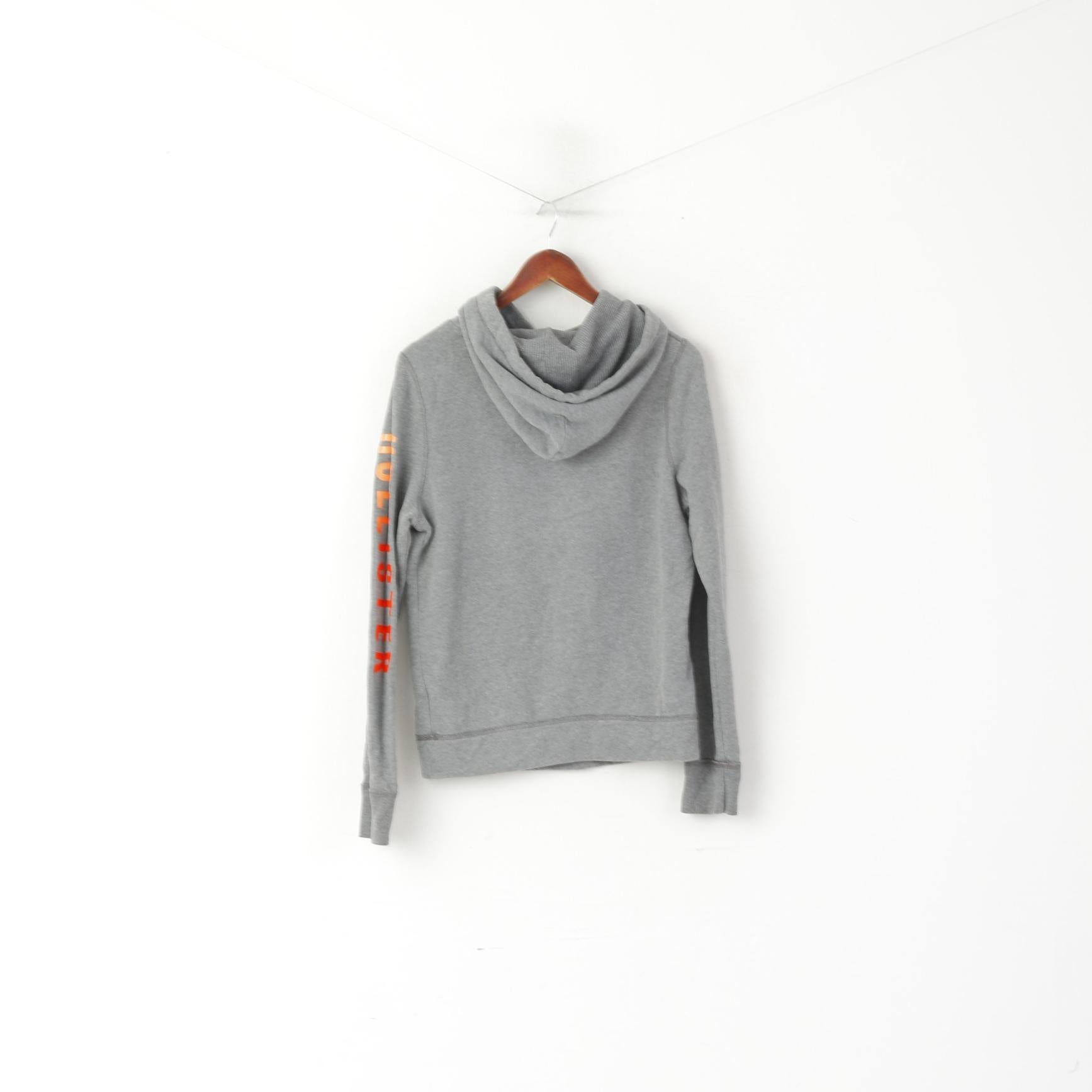 Felpa Hollister da donna M Felpa in cotone grigio con cappuccio con logo Soft Top con tasca a marsupio
