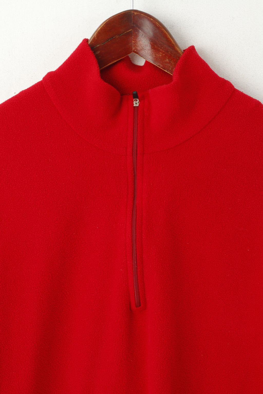 F.LLI Campagnolo Women L Fleece Top Red Zip Neck Activewear Plain Top