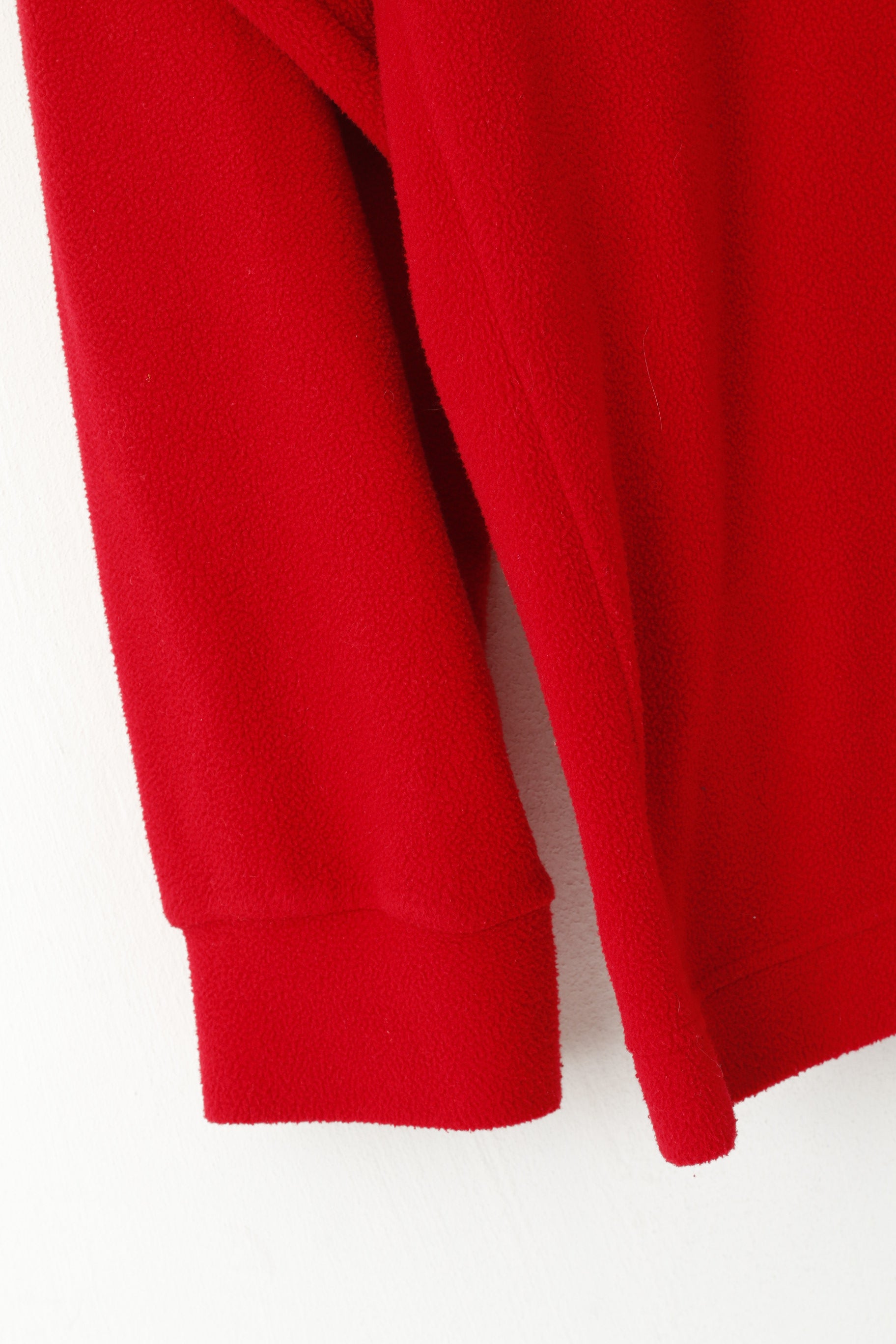 F.LLI Campagnolo Women L Fleece Top Red Zip Neck Activewear Plain Top