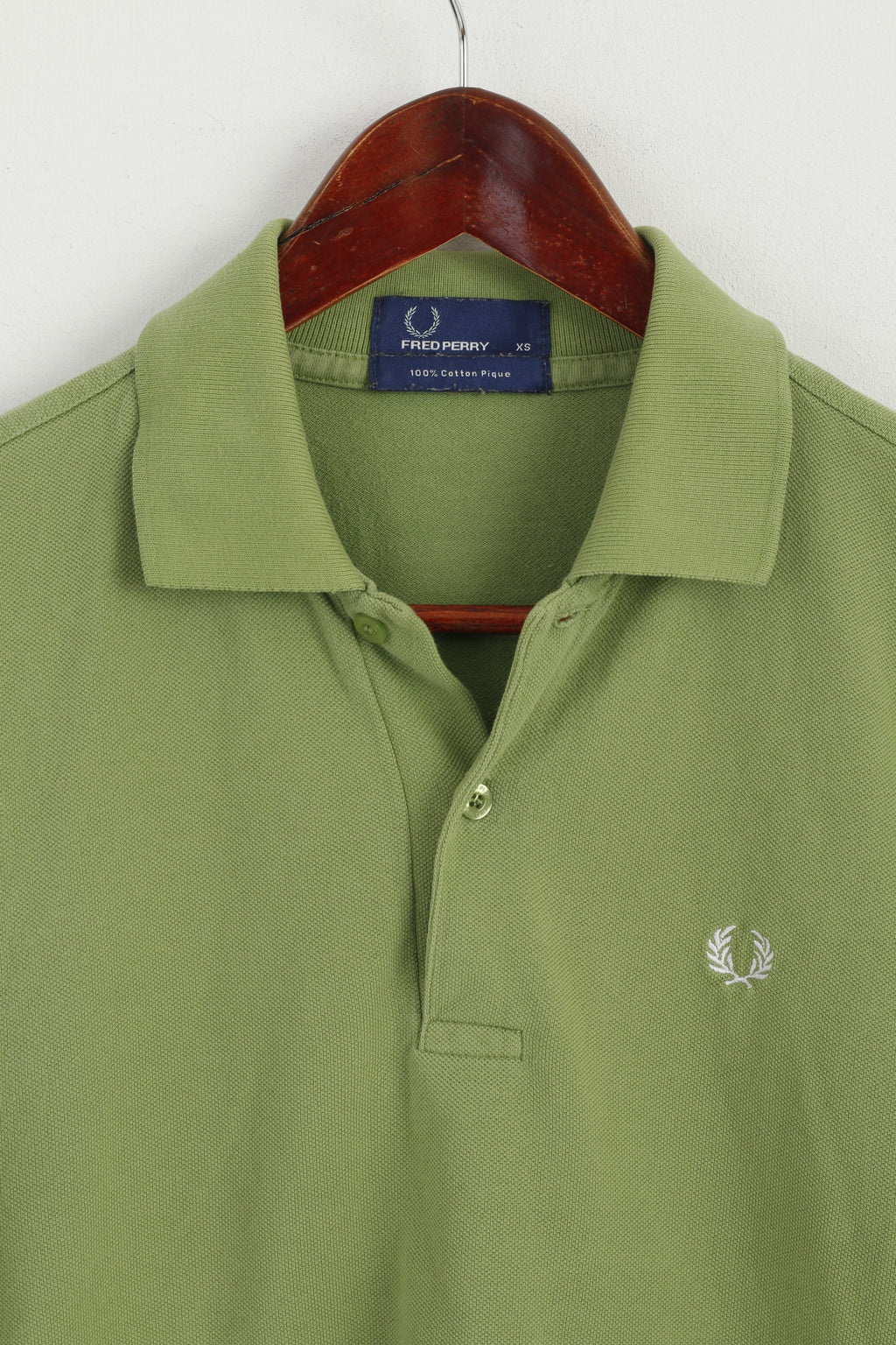 Fred Perry Men XS Polo Shirt Green Cotton Pique Short Sleeve Plain Top