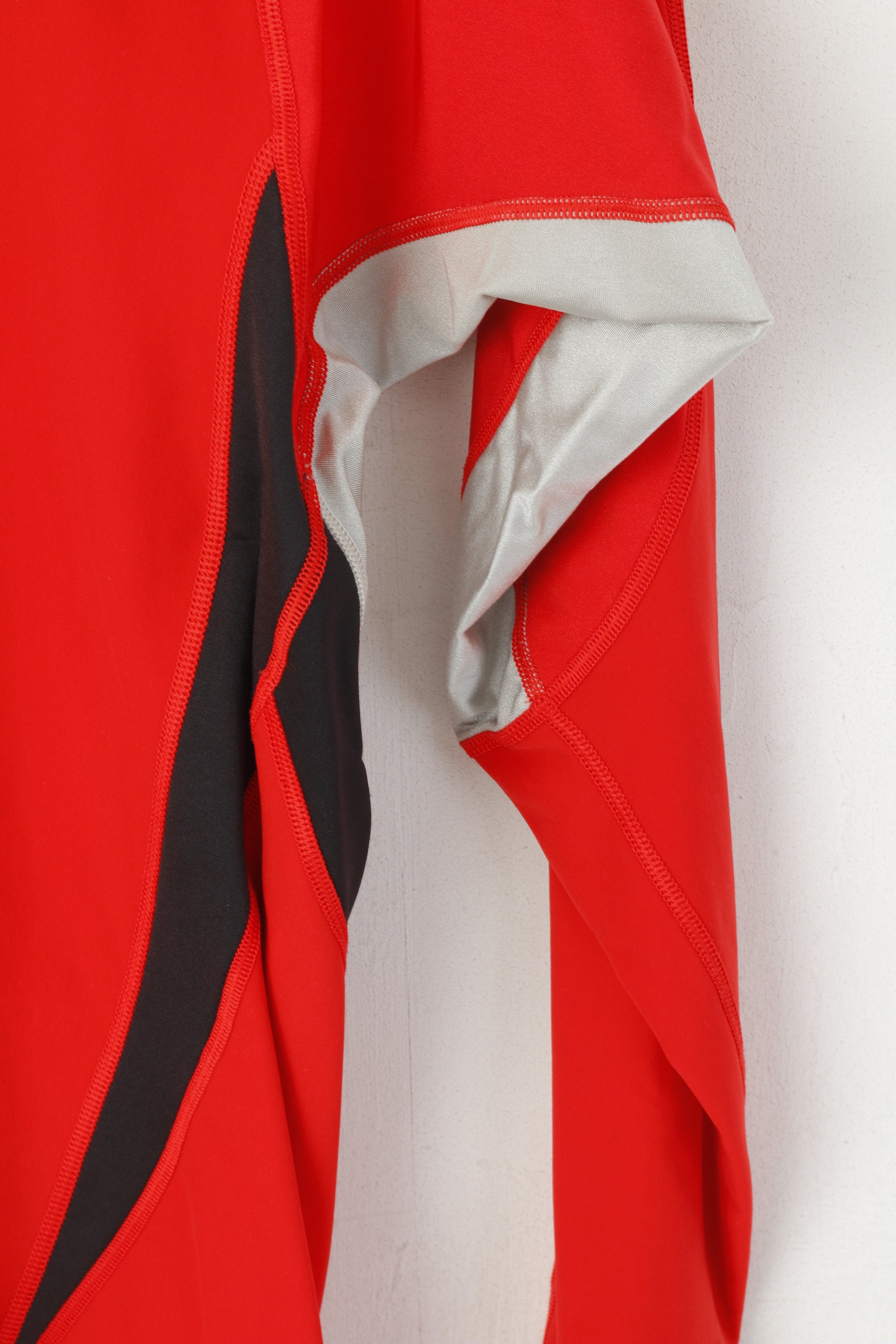 Asics Men L Long Sleeved Shirt Red Activewear Run Duo Tech Zip Neck Nylon Top