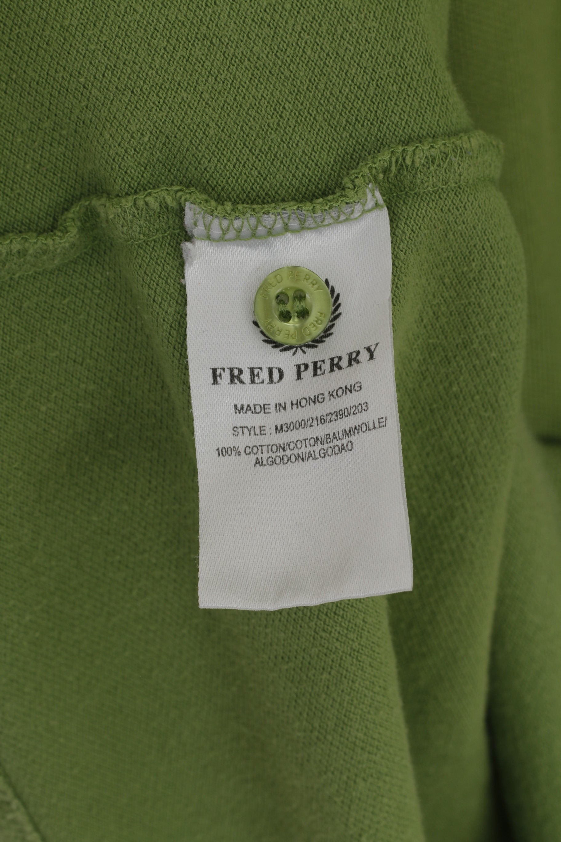 Fred Perry Men XS Polo Shirt Green Cotton Pique Short Sleeve Plain Top