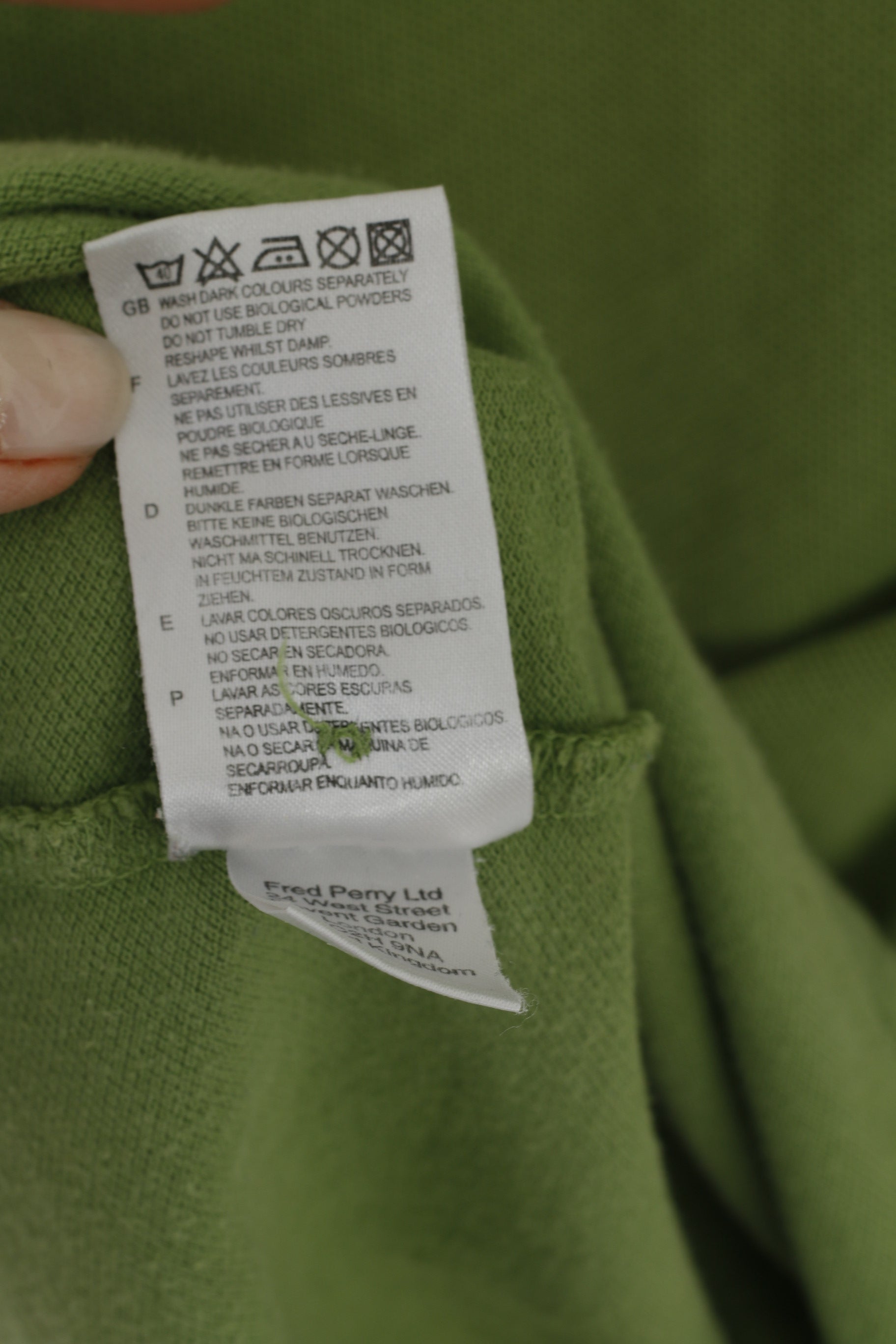 Fred Perry Men XS Polo Shirt Green Cotton Pique Short Sleeve Plain Top