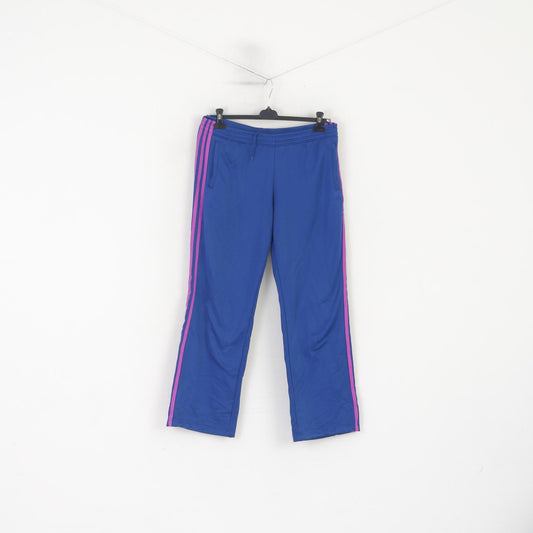 Pantaloni sportivi Adidas da donna 16 18 L blu lucidi vintage sportivi retrò