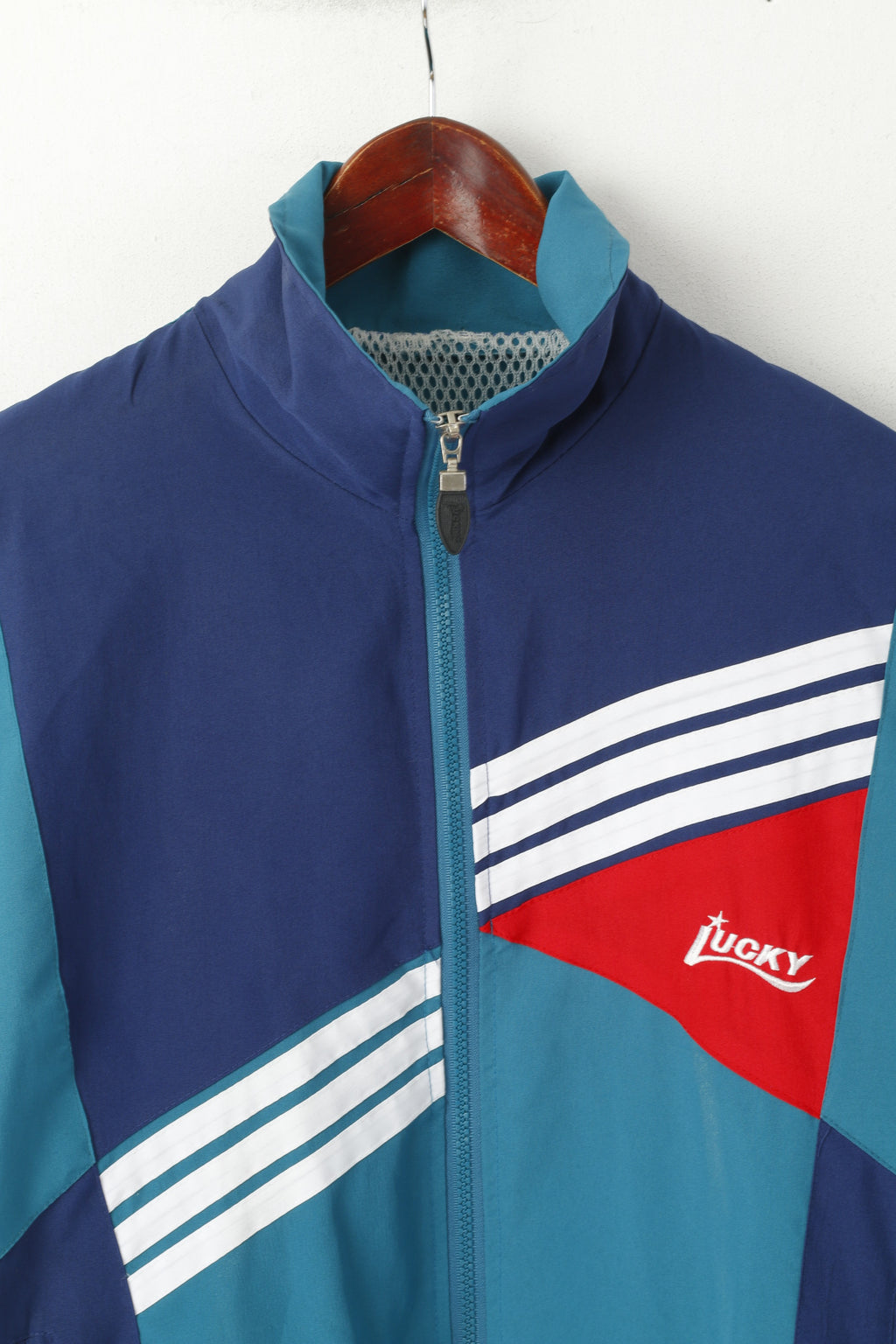 Giacca da uomo Lucky M. Top da tuta Activewear foderato in rete con cerniera intera verde vintage