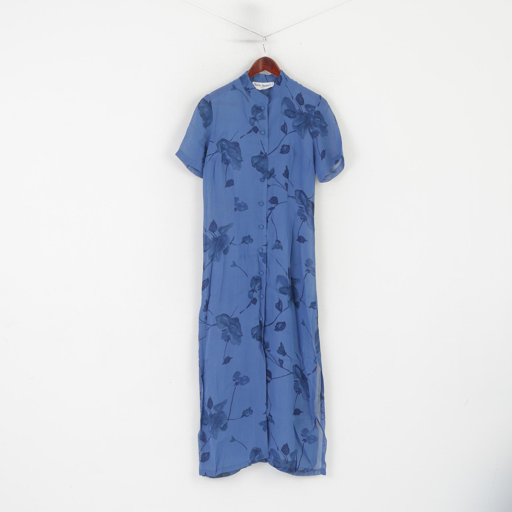 Therese Baumaire Women 2 S Dress Blue Transparent Vintage Buttoned