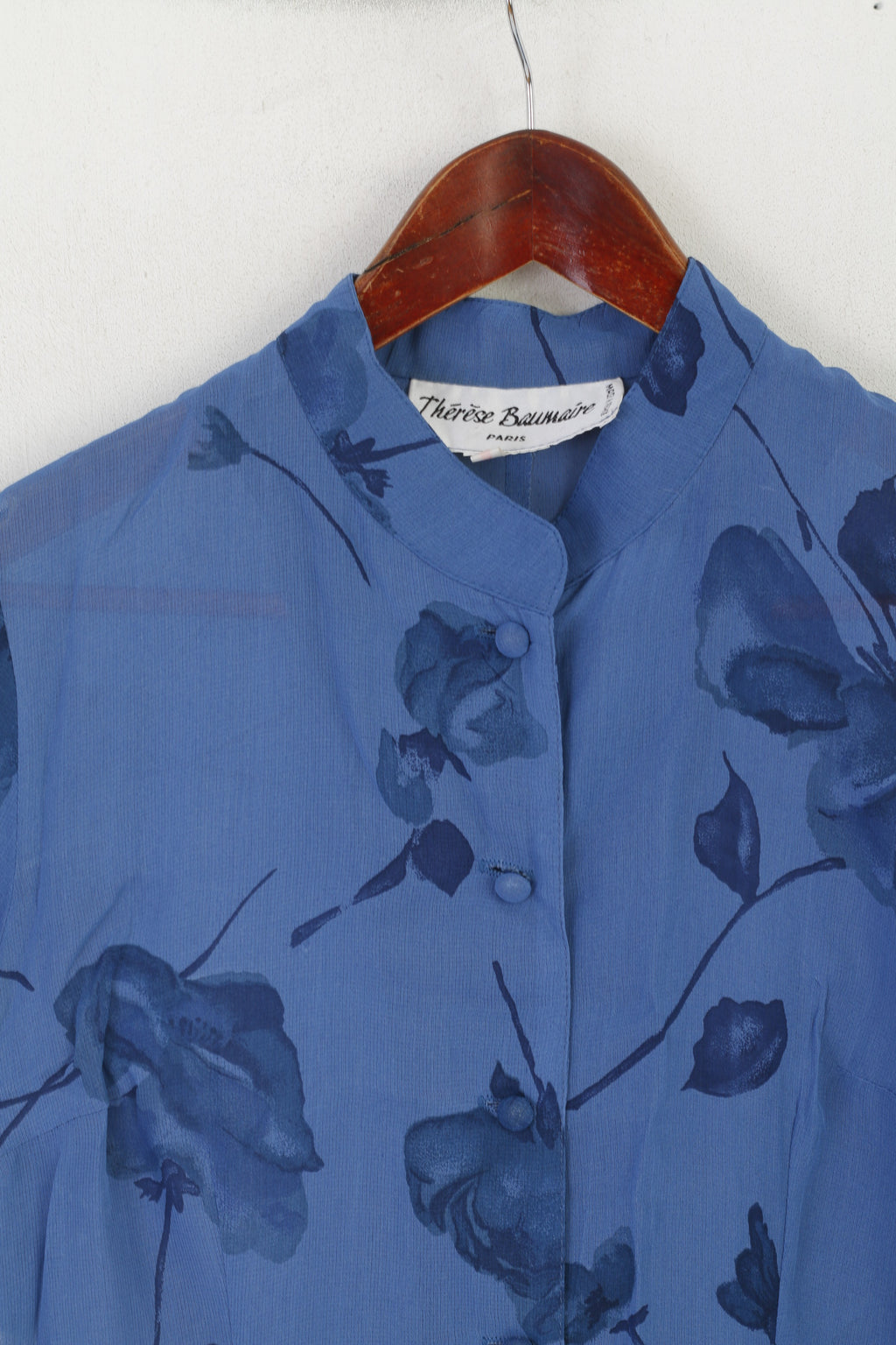 Therese Baumaire Women 2 S Dress Blue Transparent Vintage Buttoned