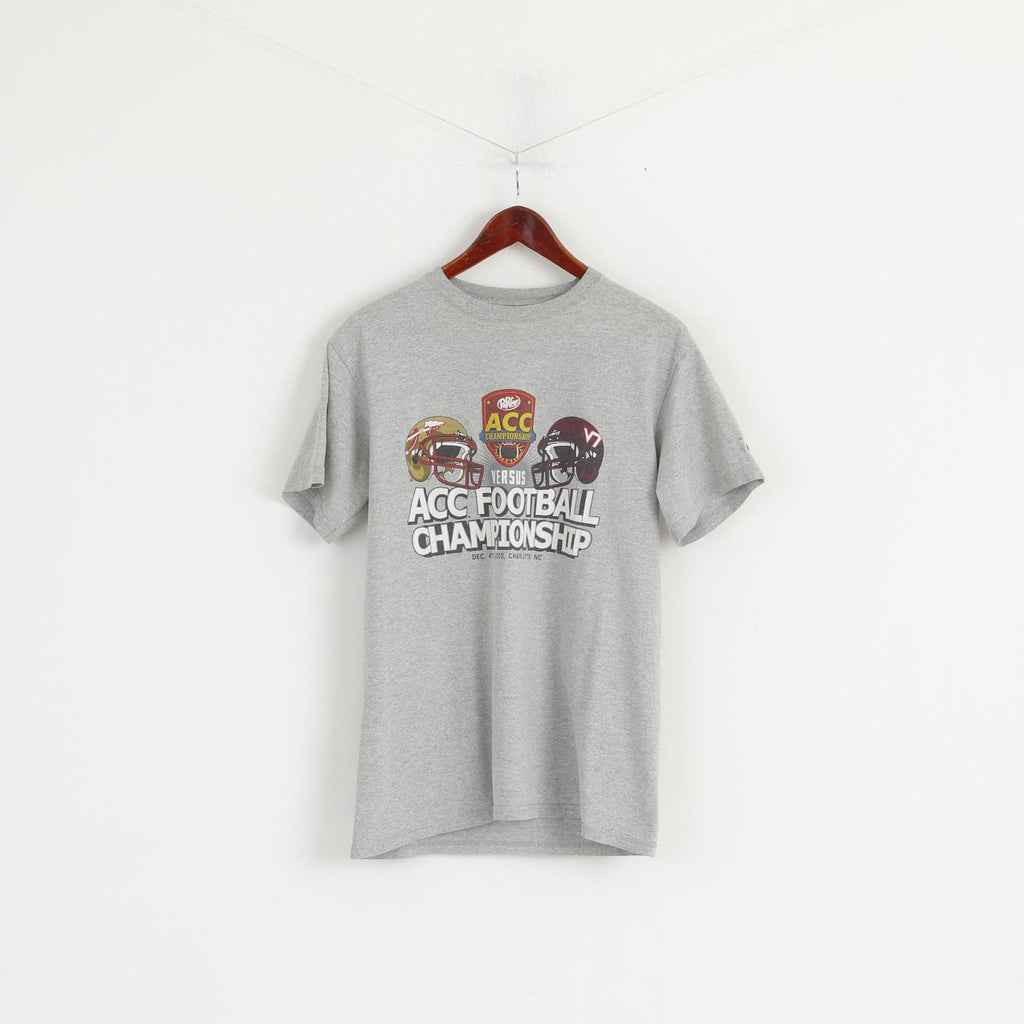 T-shirt da uomo Champion M in cotone grigio con grafica del campionato di calcio