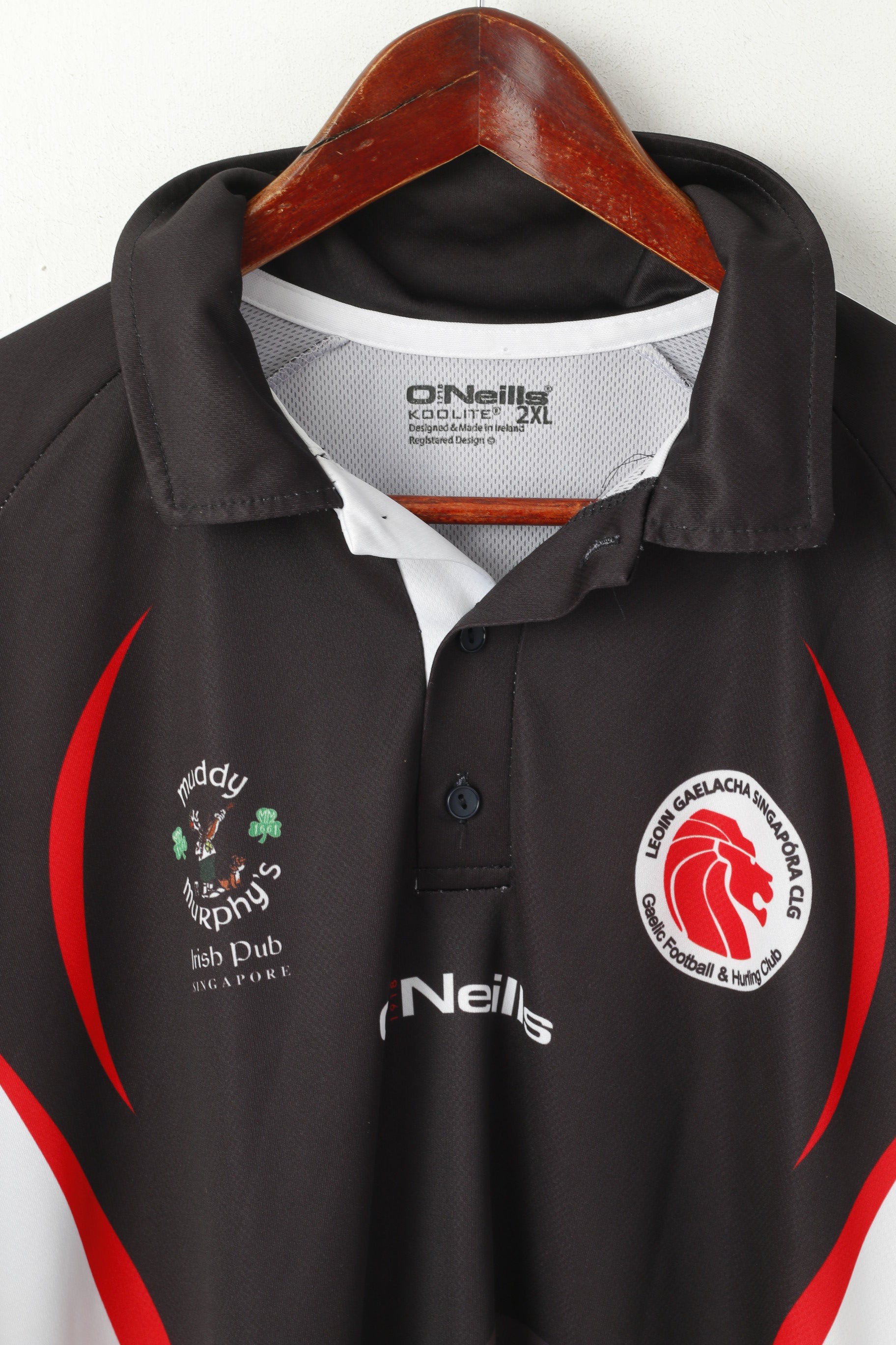 O' Neills Men 2XL Polo Shirt Black Gaelic Leoin Gaelacha Singapóra CLG Jersey Top