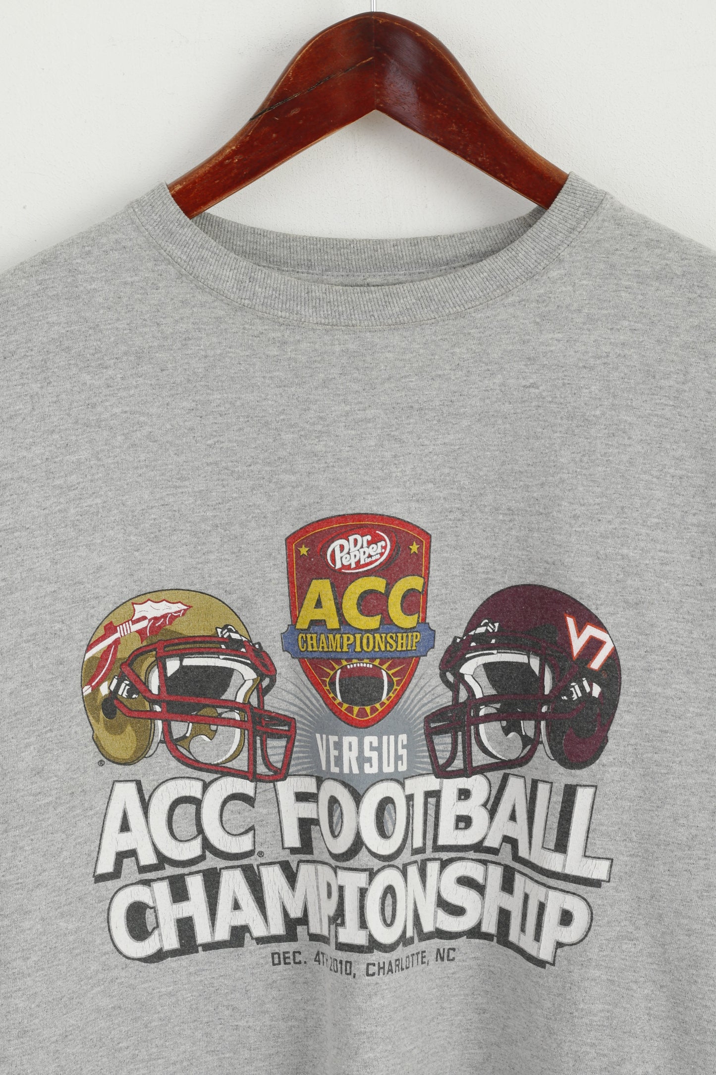 Champion Men M T-Shirt Grey Cotton Acc Football Championship Graphic Top