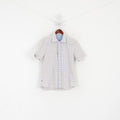 Levi's Men M Casual Shirt Blue Check Cotton Slim Fit Short Sleeve Top