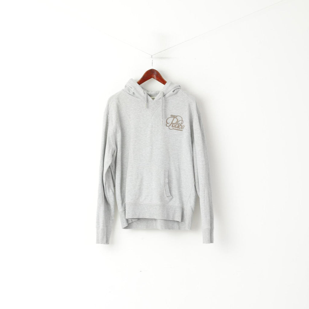 Police 883 Men 6 M Sweatshirt Grey Cotton Hooded Engineering in Milano Hoodie