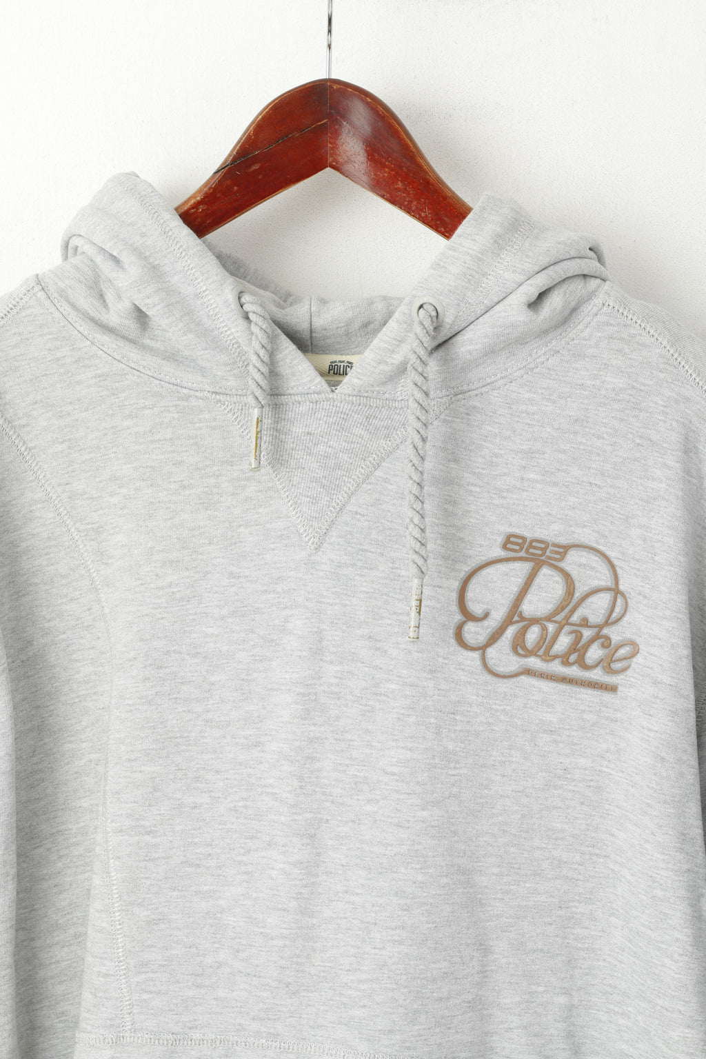 Police 883 Men 6 M Sweatshirt Grey Cotton Hooded Engineering in Milano Hoodie