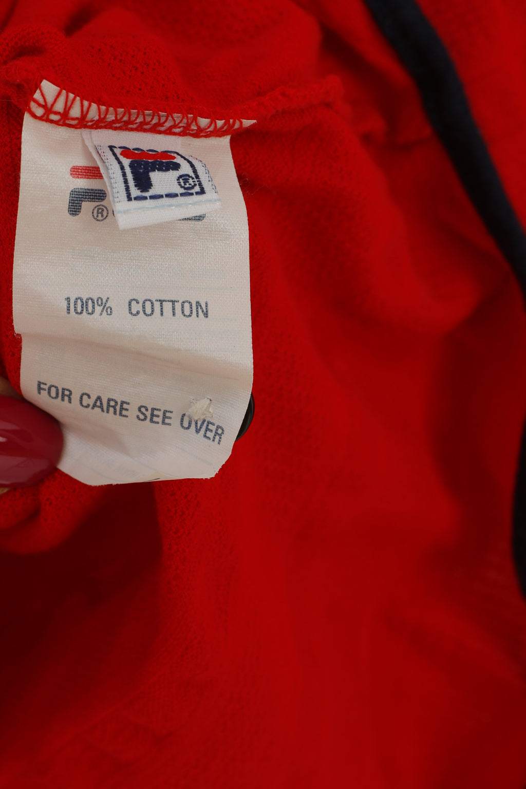 Fila Women 40 S Polo Shirt Red Cotton Cropped Stretch Fit Long Sleeve Top