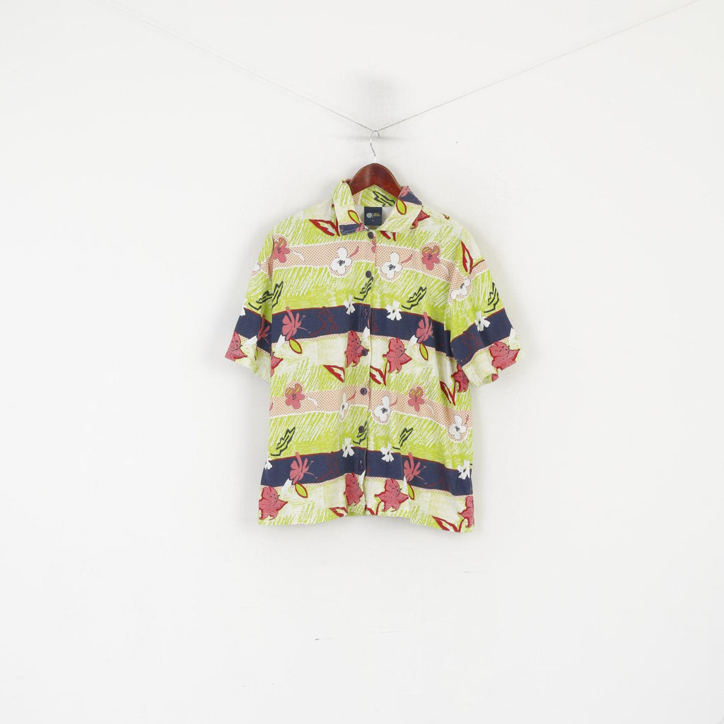 C&amp;A Men L Chemise décontractée Vert Coton Hawaii 6 Sense Manches Courtes Haut d'été