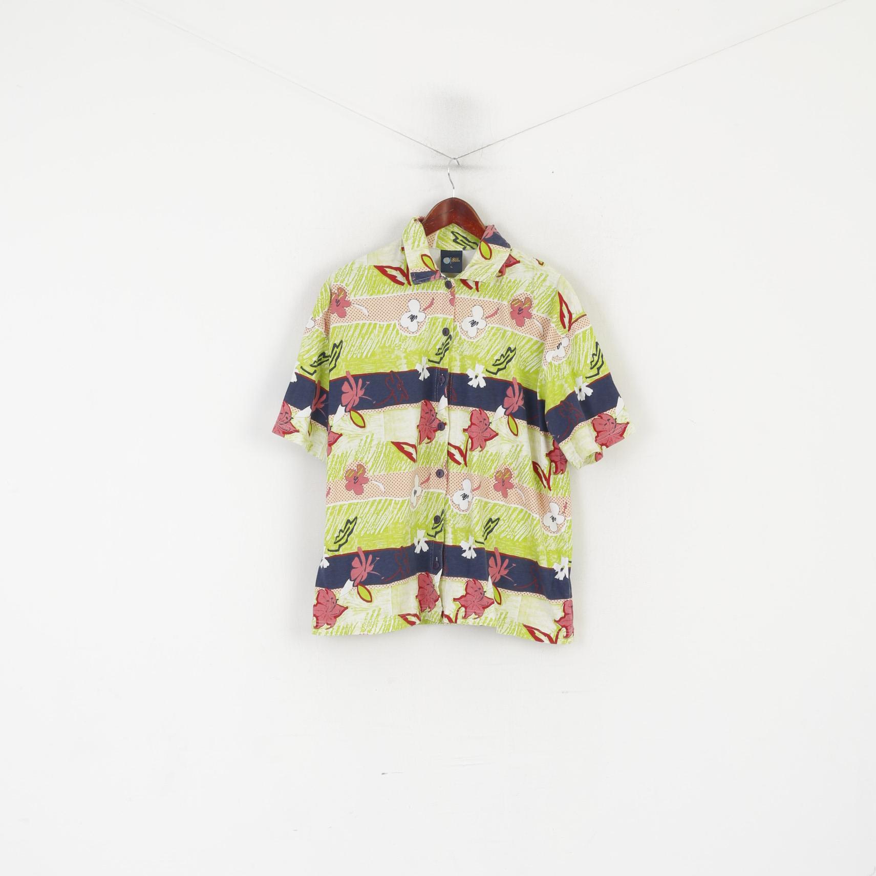 C&amp;A Men L Chemise décontractée Vert Coton Hawaii 6 Sense Manches Courtes Haut d'été