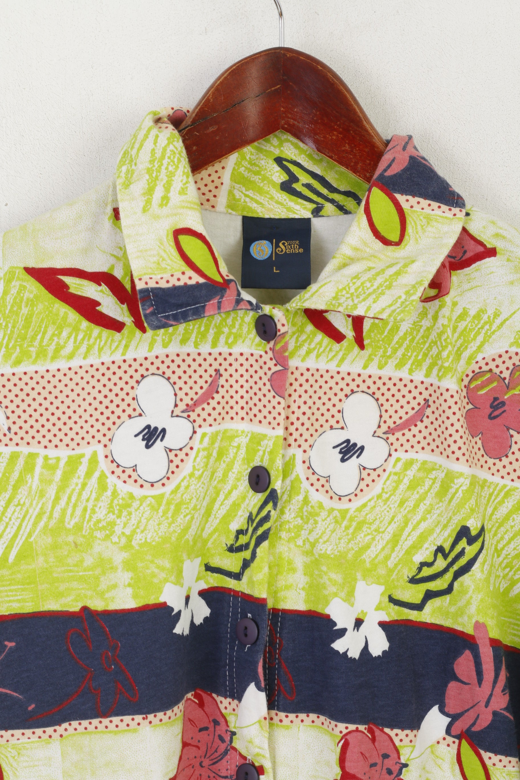 C&amp;A Men L Chemise décontractée Vert Coton Hawaii 6 Sense Manches Courtes Haut d'été