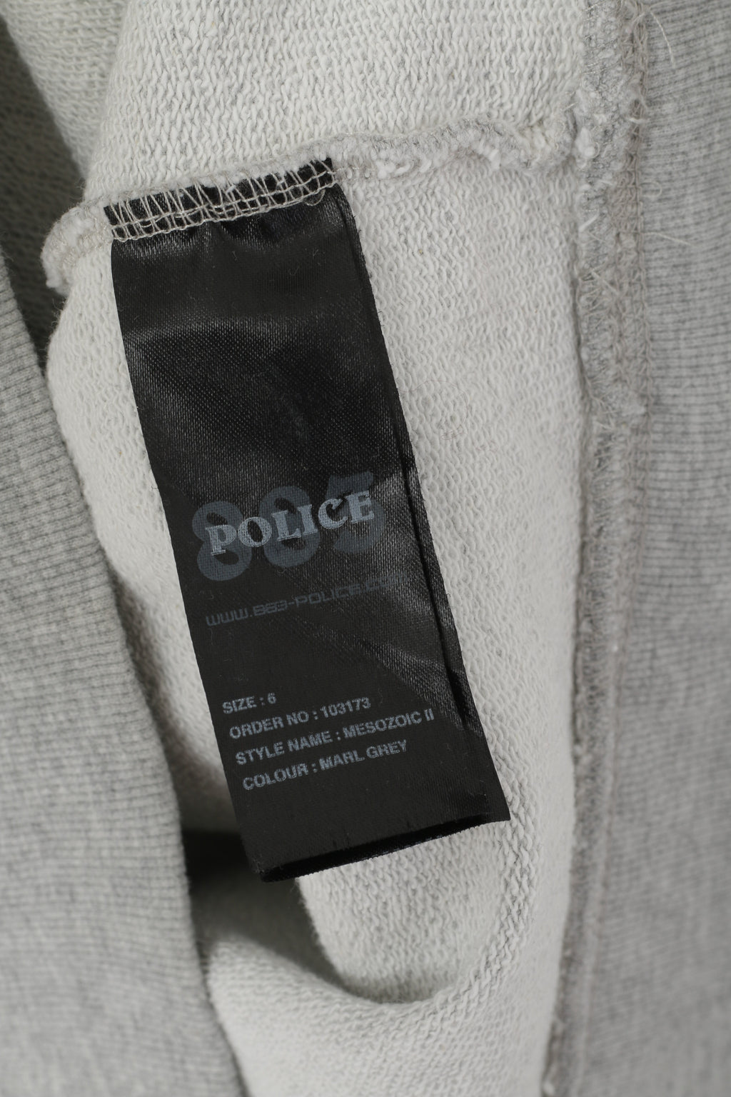 Police 883 Men 6 M Sweatshirt Grey Cotton Hooded Engineering in Milano Hoodie