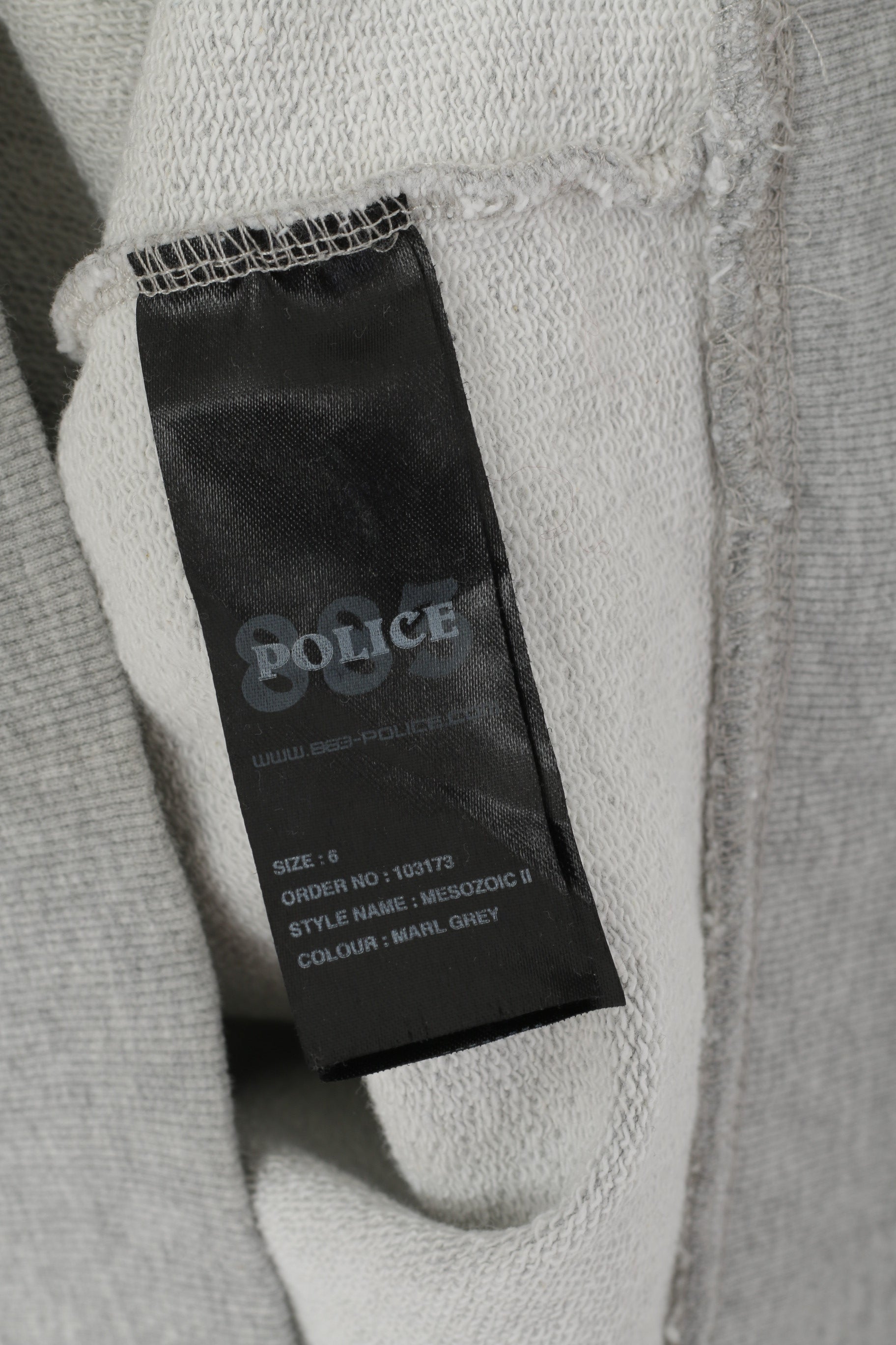 Police 883 Men 6 M Sweatshirt Grey Cotton Hooded Engineering in Milano Hoodie