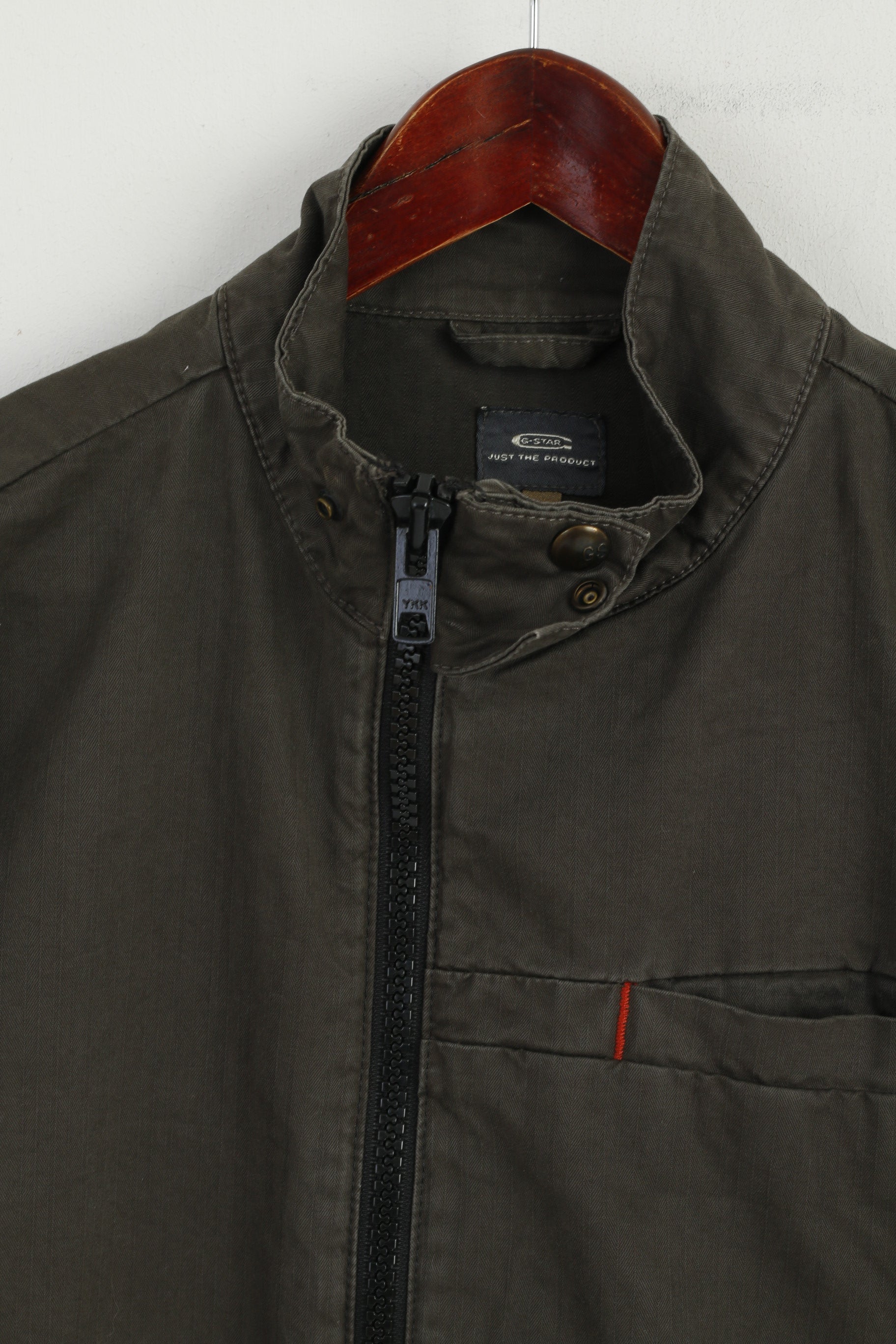 G-Star Raw Women XL Jacket Green Cotton Studs Jkt Military Zip Up Multi Pockets Top