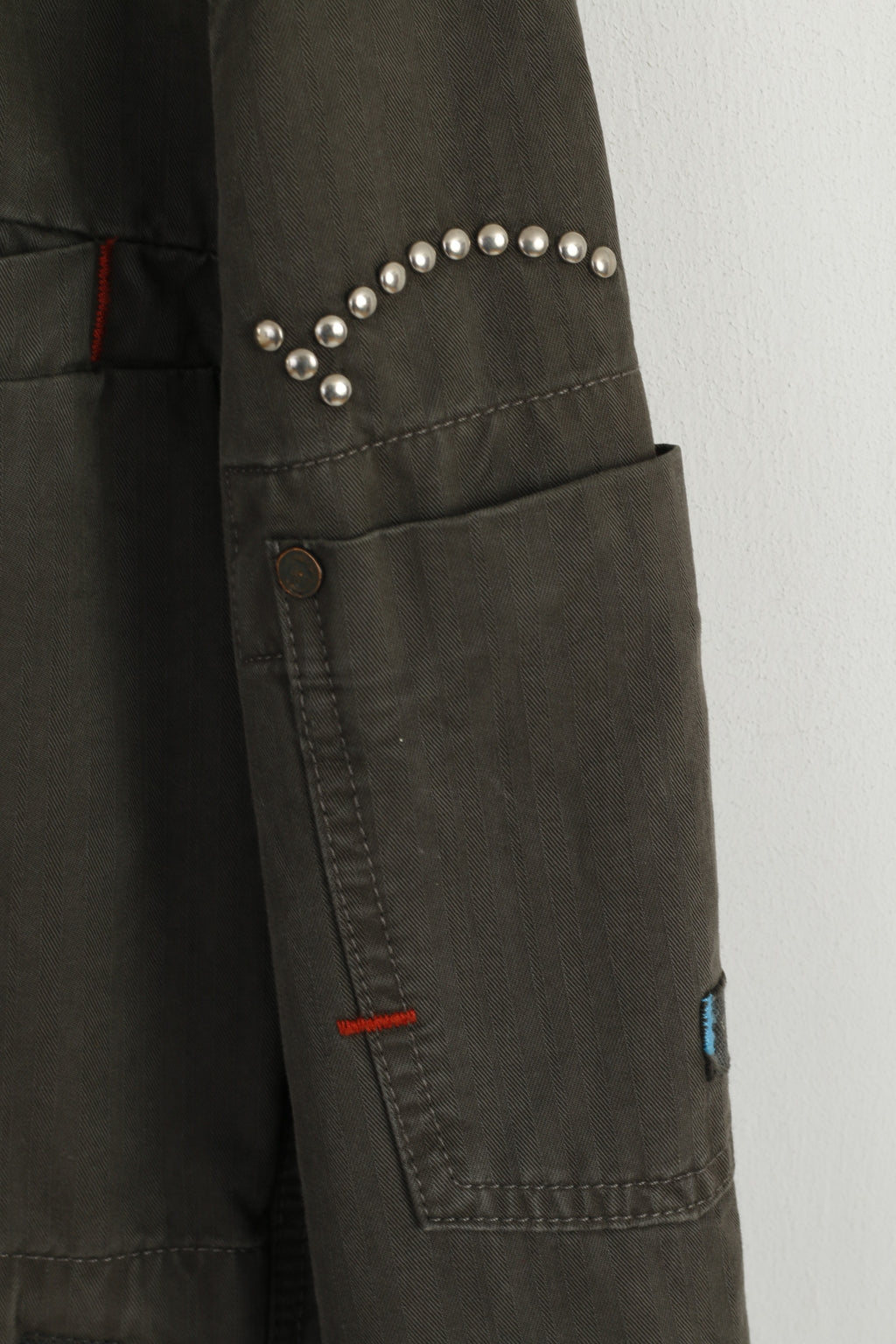 G-Star Raw Women XL Jacket Green Cotton Studs Jkt Military Zip Up Multi Pockets Top