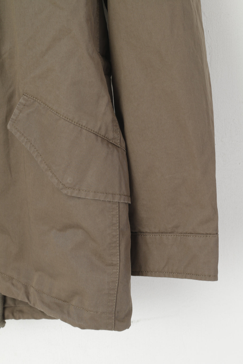 AllSaints Femmes 10 38 M Veste Kaki Coton Arton Zippé à Capuche Haut Col Haut