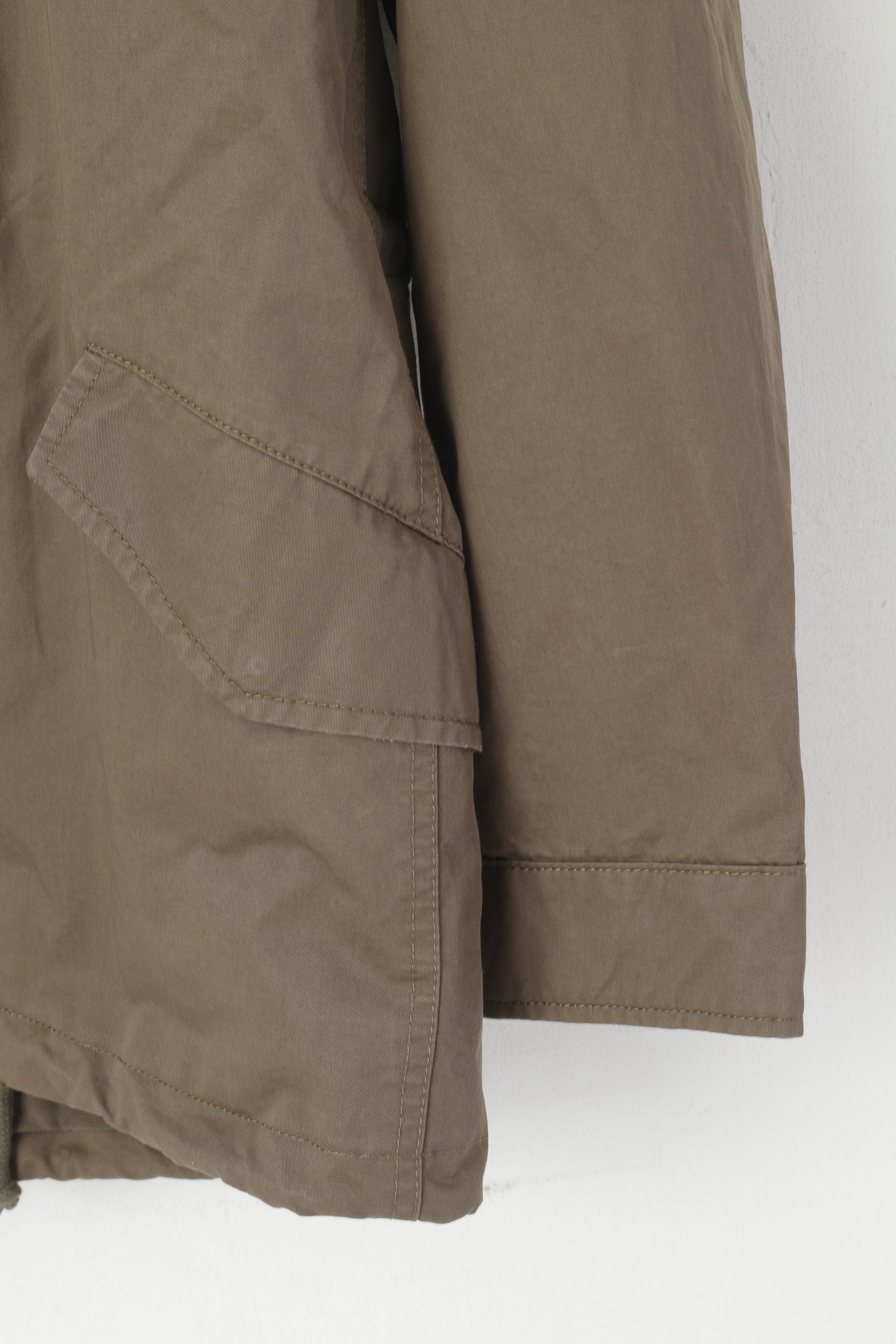 AllSaints Femmes 10 38 M Veste Kaki Coton Arton Zippé à Capuche Haut Col Haut