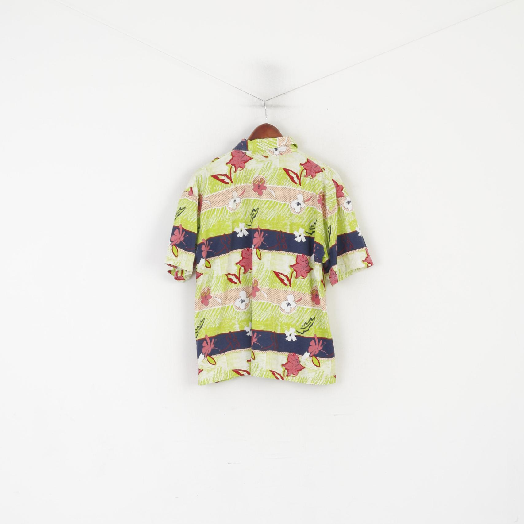 C&amp;A Men L Chemise décontractée Vert Coton Hawaii 6 Sense Manches Courtes Haut d'été