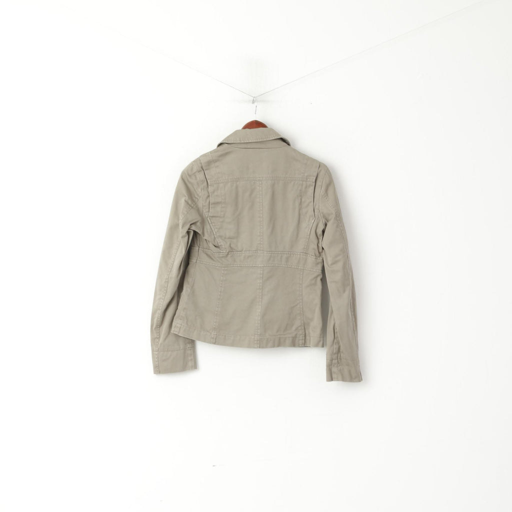 Diesel Femmes L (S) Veste Gris Coton Fermeture Éclair Complète Poches Détaillées Top