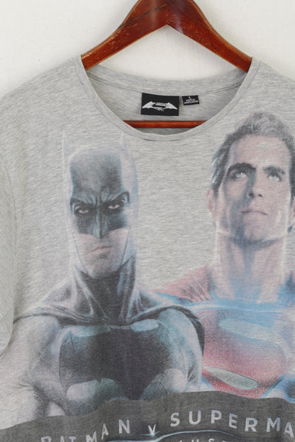 Maglietta da uomo Cedar Wood State L in cotone grigio Batman vs Superman Dawn of Justice Top