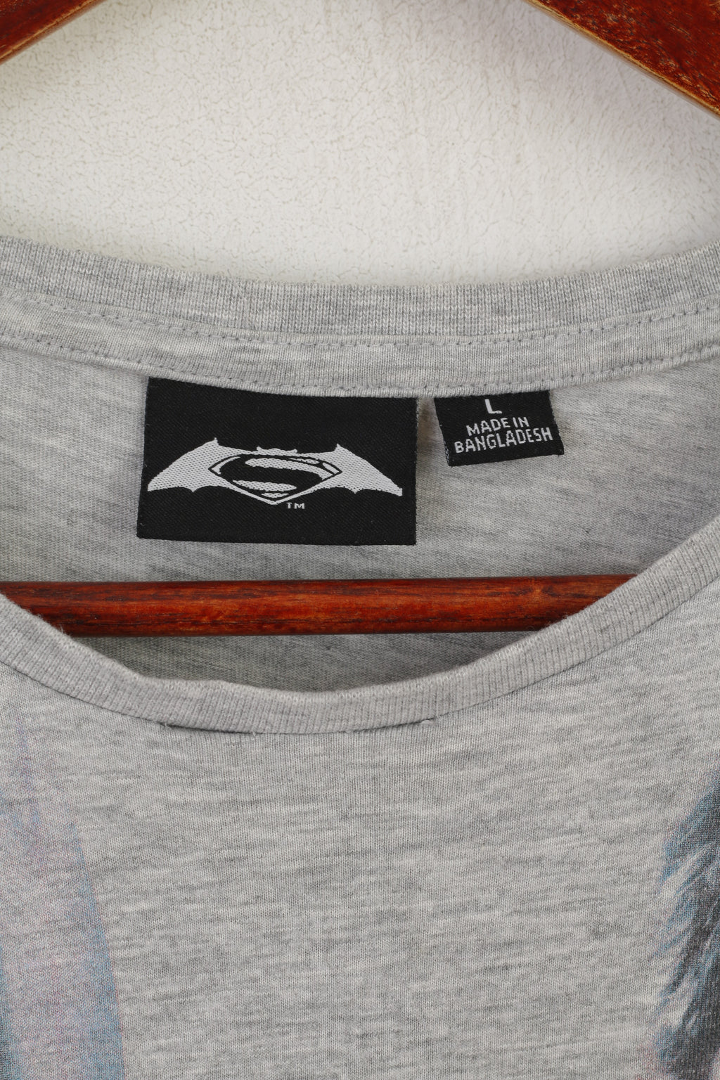 Cedar Wood State Men L Shirt Gray Cotton Batman vs Superman Dawn of Justice Top